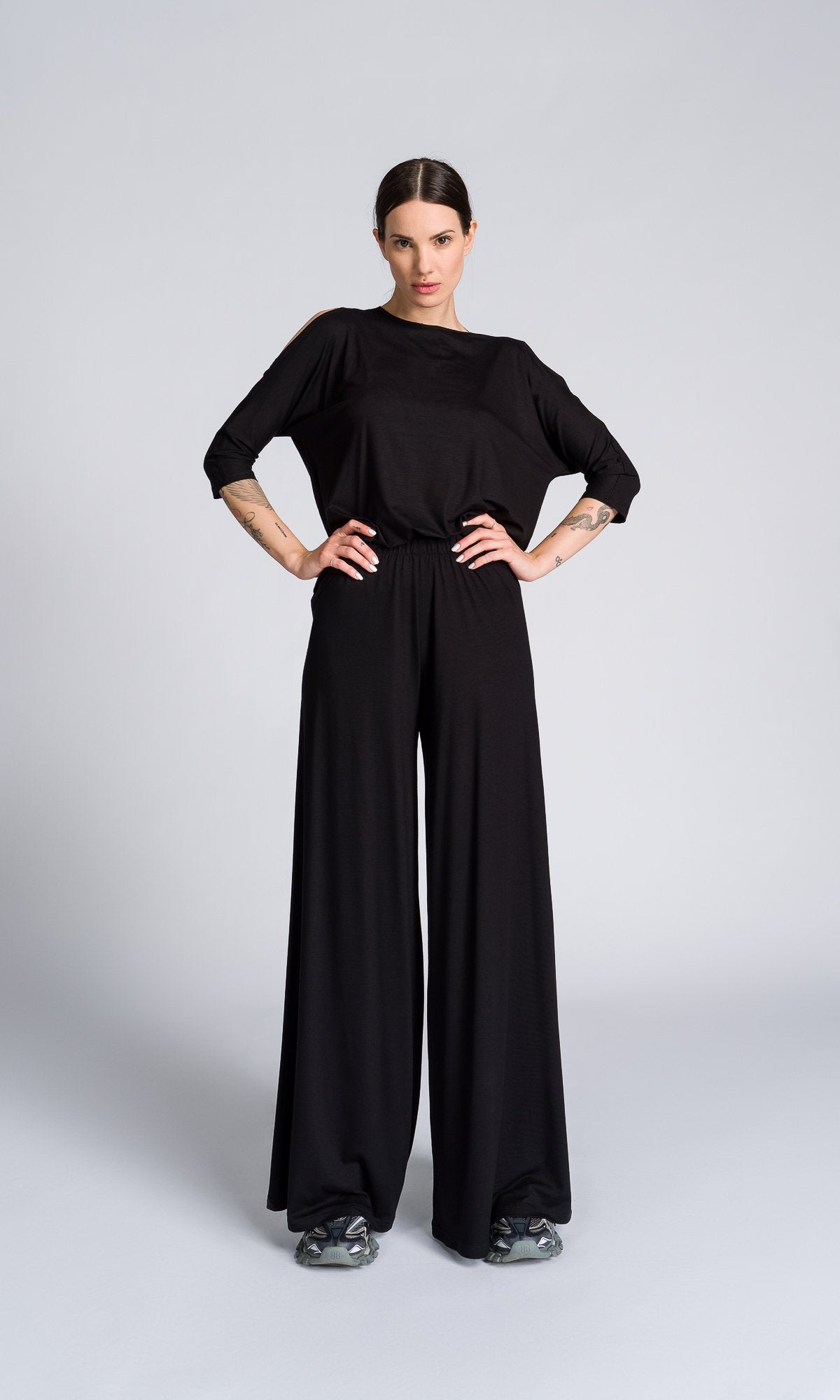 Wide Leg Jersey Pants - AAKASHA