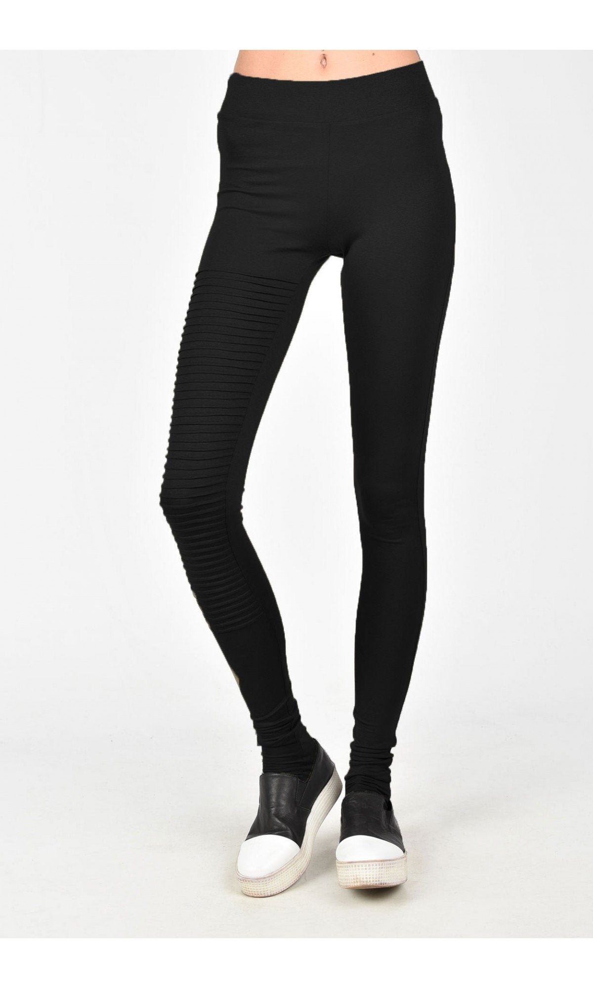 Extra Long Leggings with a Pin Tuck Pattern - AAKASHA