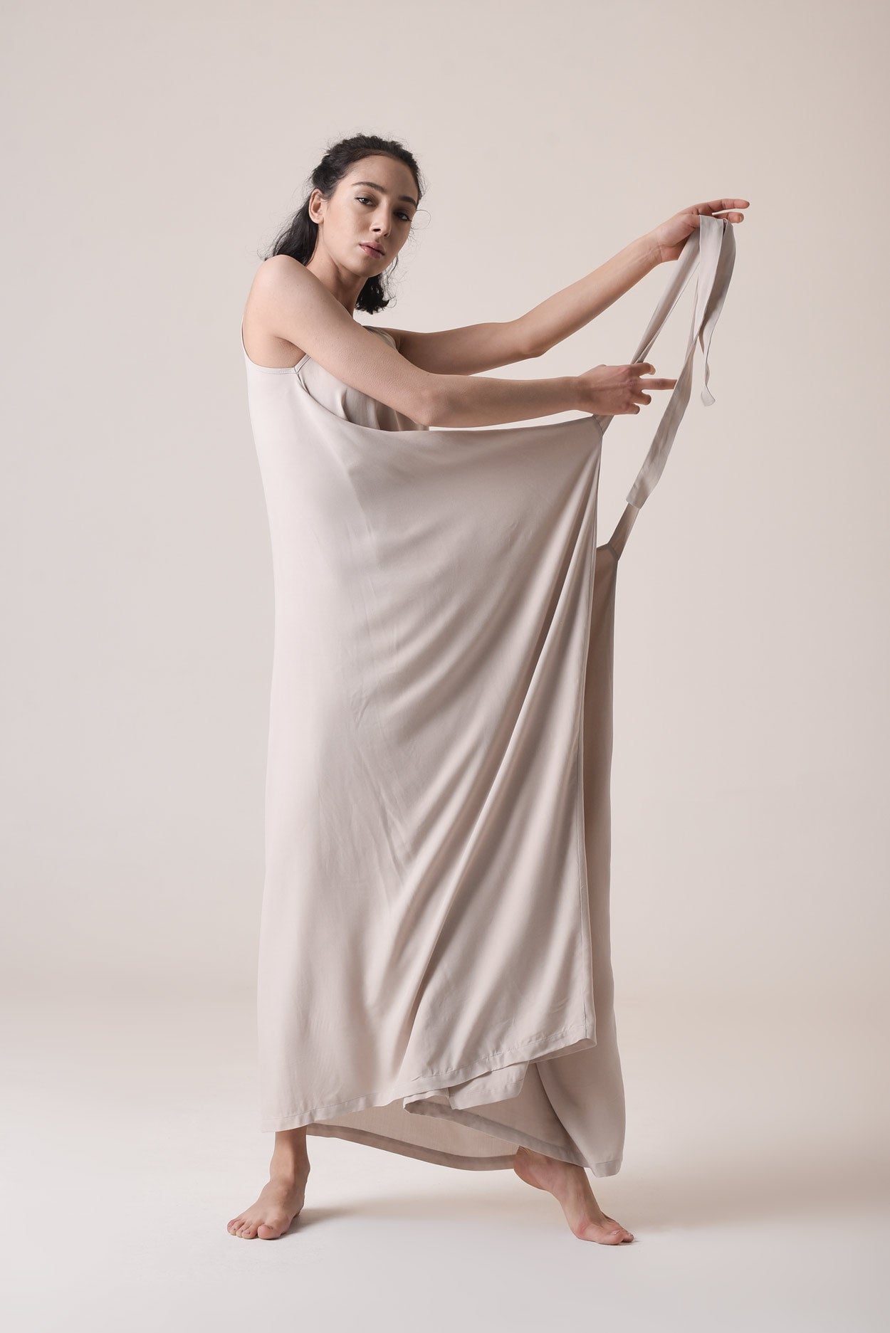 Summer Draped Maxi Dress with Adjustable Belt