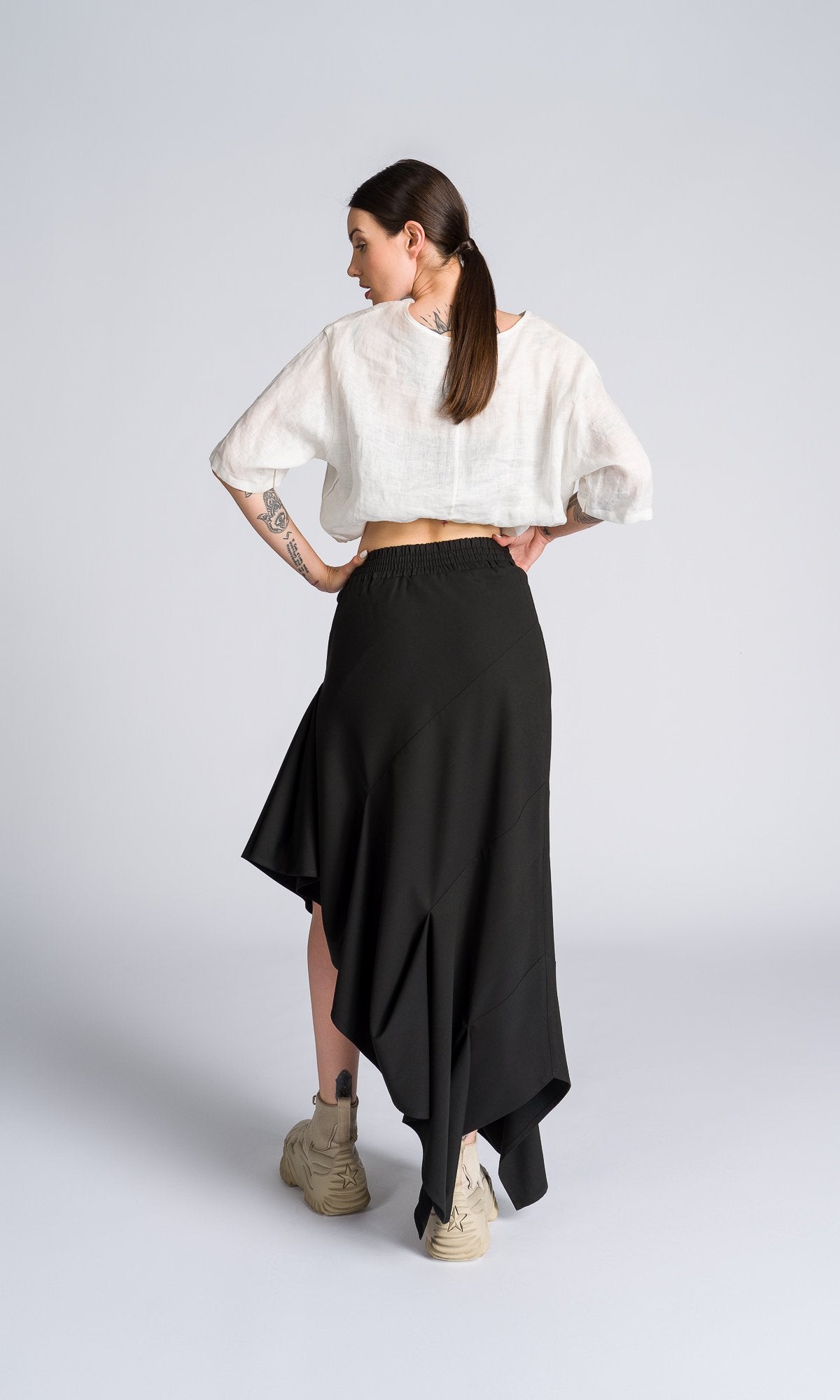 Asymmetric Ruffle Maxi Skirt - AAKASHA