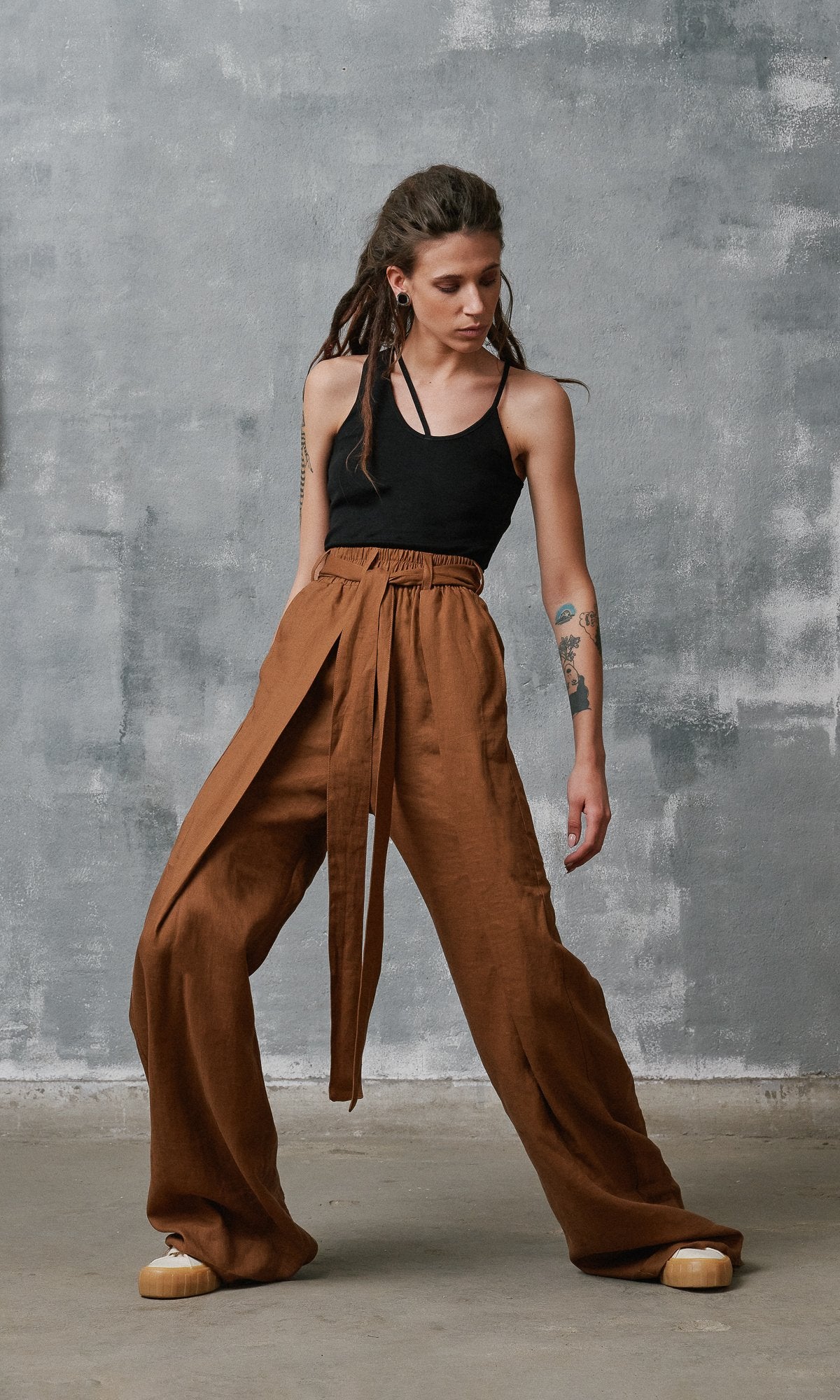 Wide Leg Linen Pants - AAKASHA