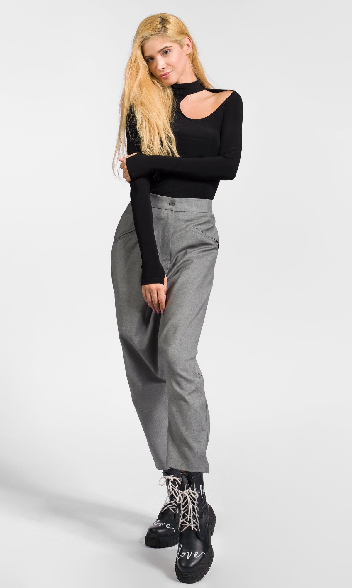 Deep Drop Crotch Wool Pants