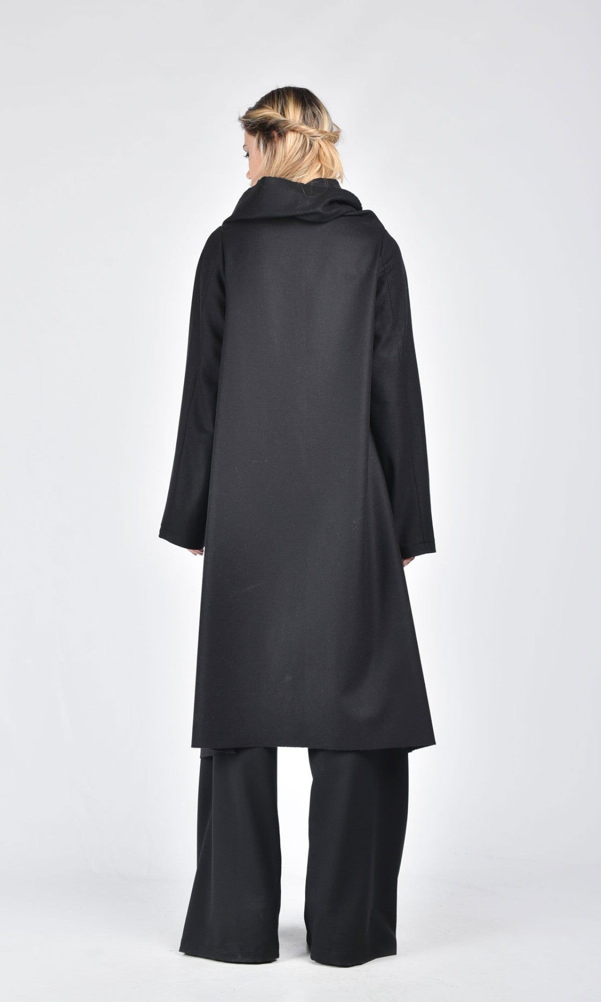 Wool Felt Coat with High Collar - AAKASHA