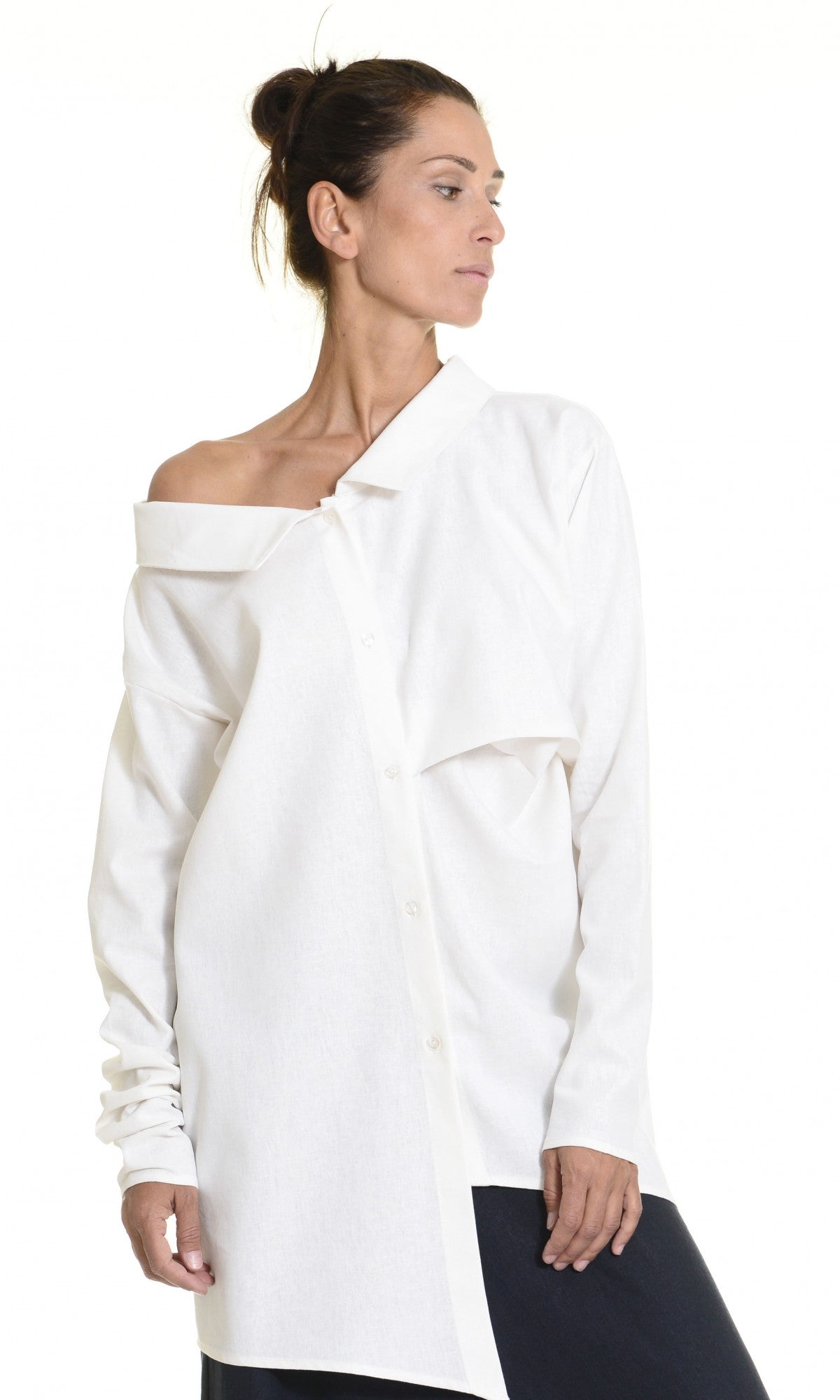 Asymmetric Multi-way Linen Shirt - AAKASHA