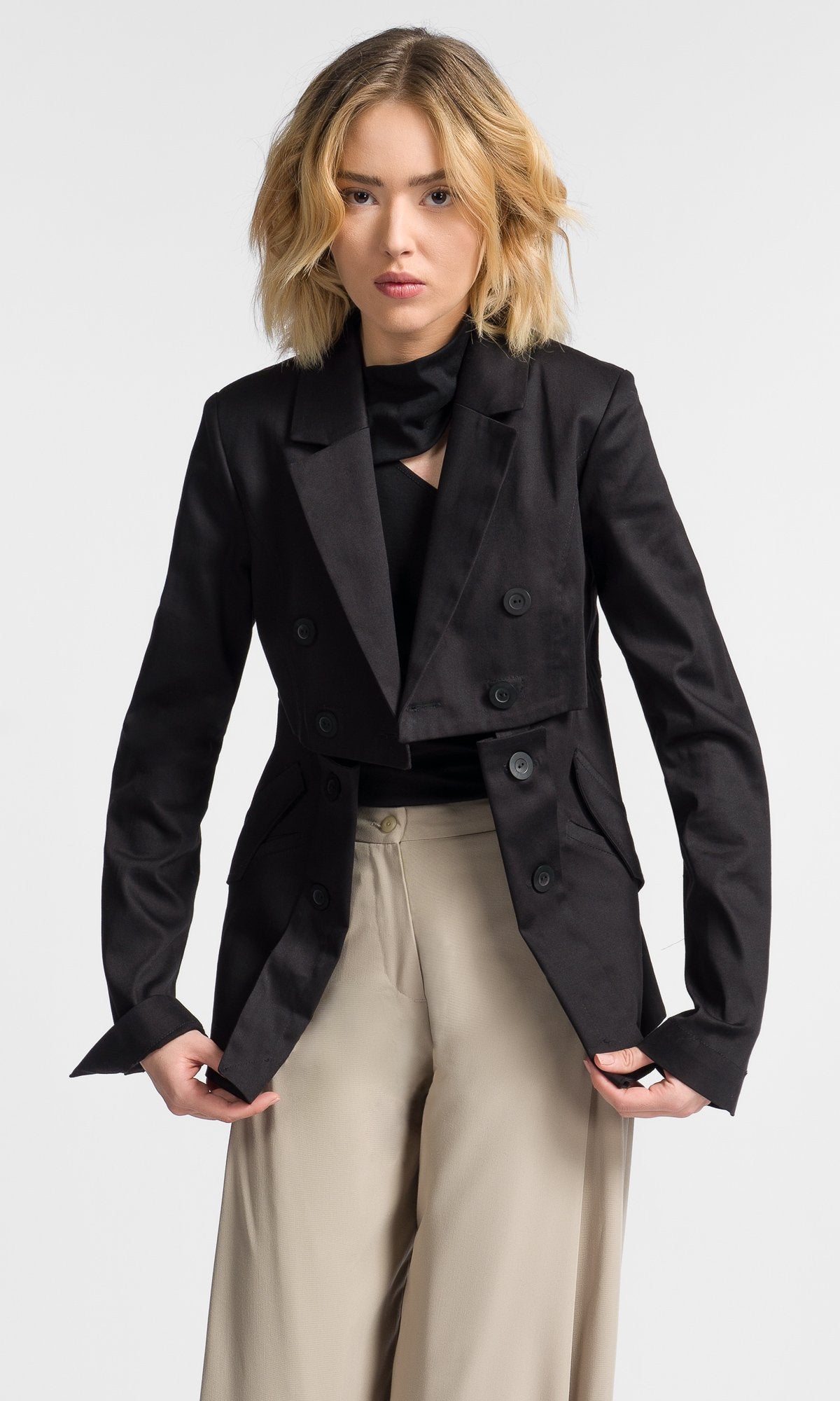 Double Breasted Blazer with Open Back - AAKASHA