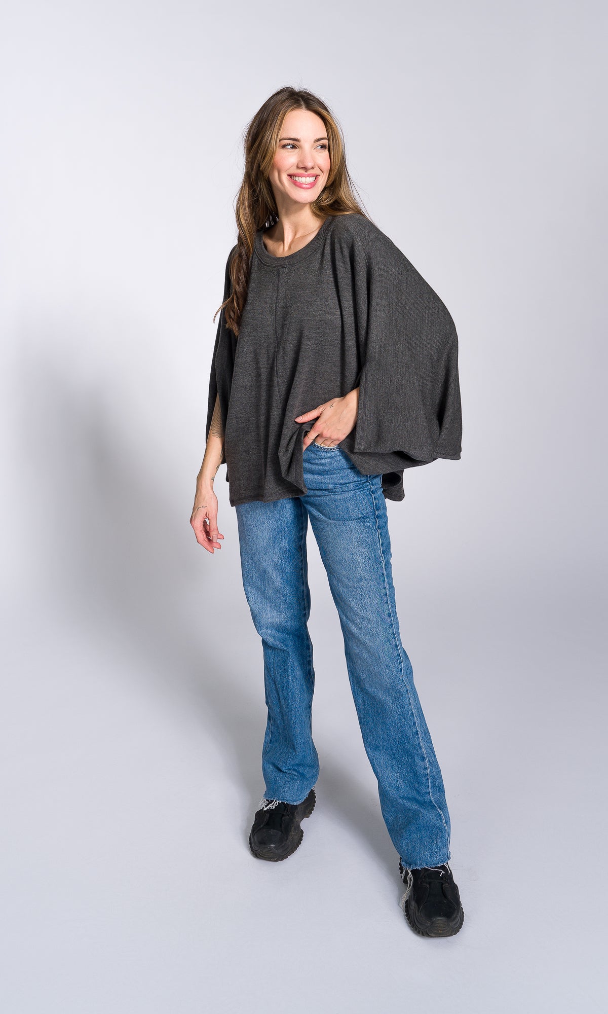 Batwing Sleeves Knit Blouse - AAKASHA