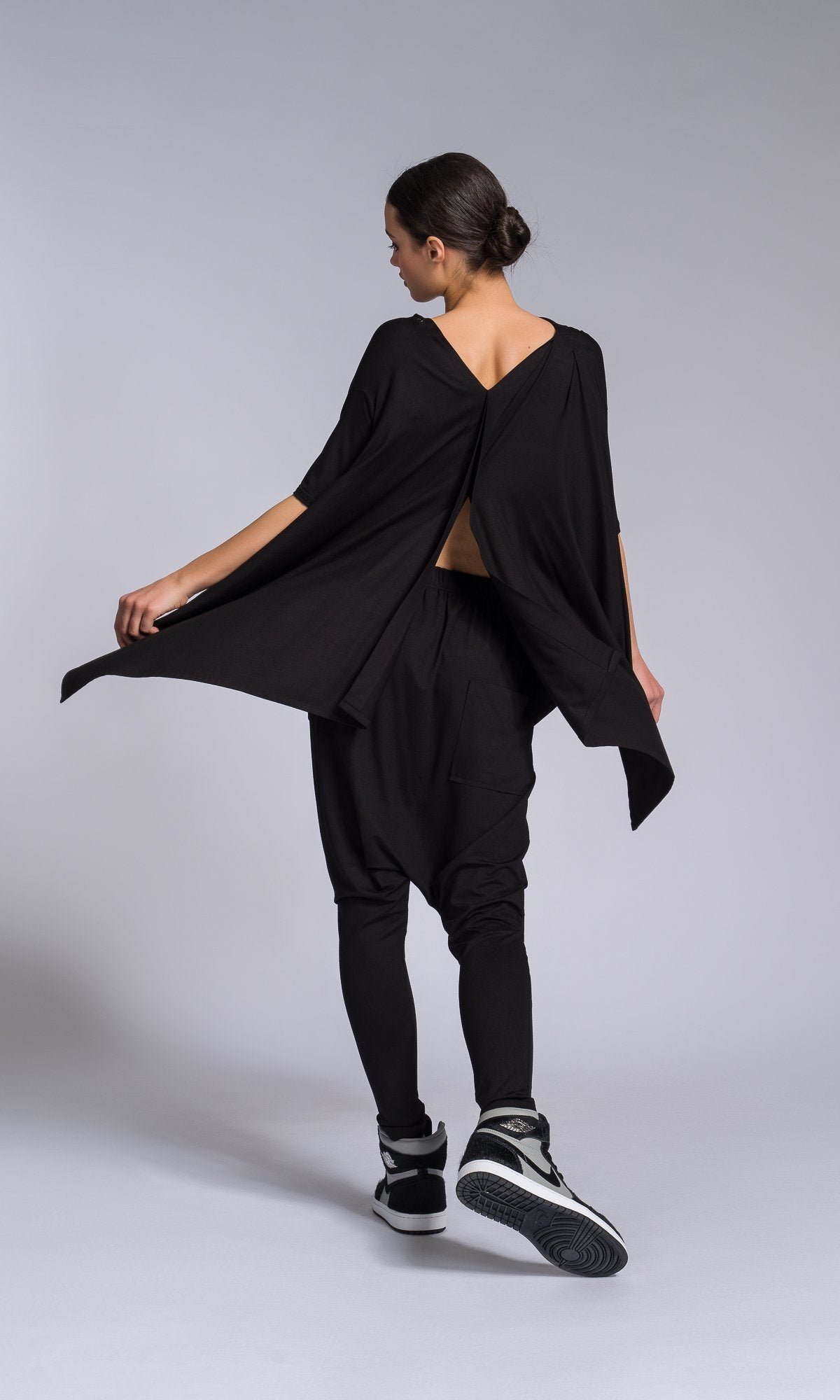 Open Back Blouse with Asymmetric Closure