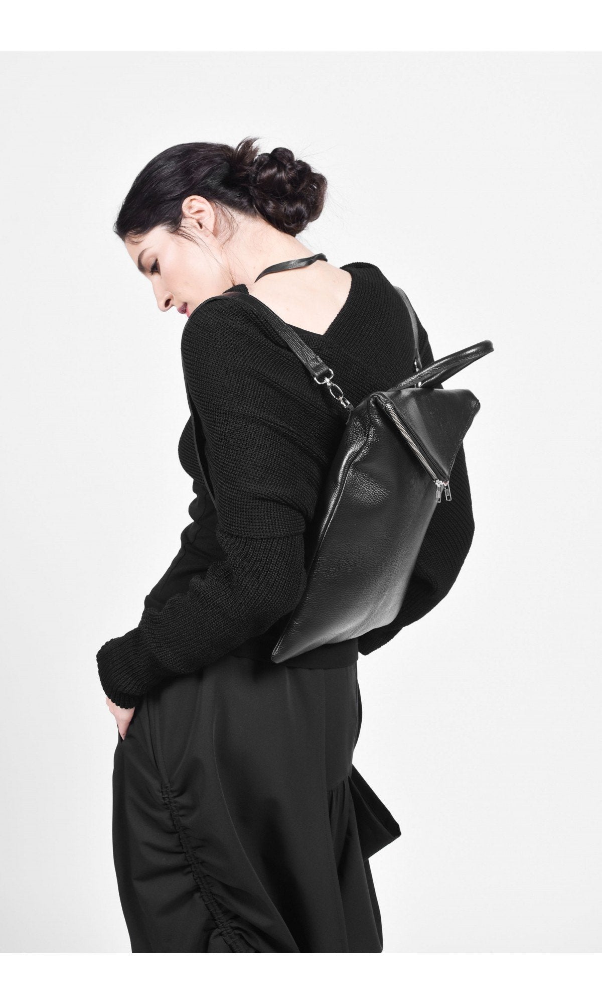 Black Leather Backpack