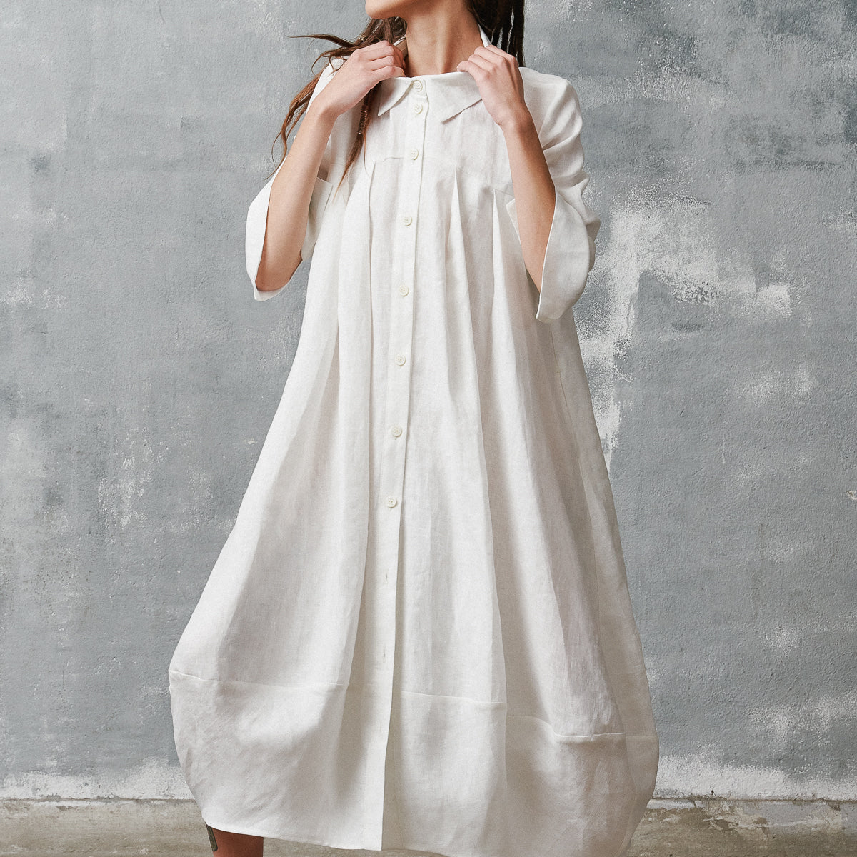 Cocoon Linen Shirt Dress