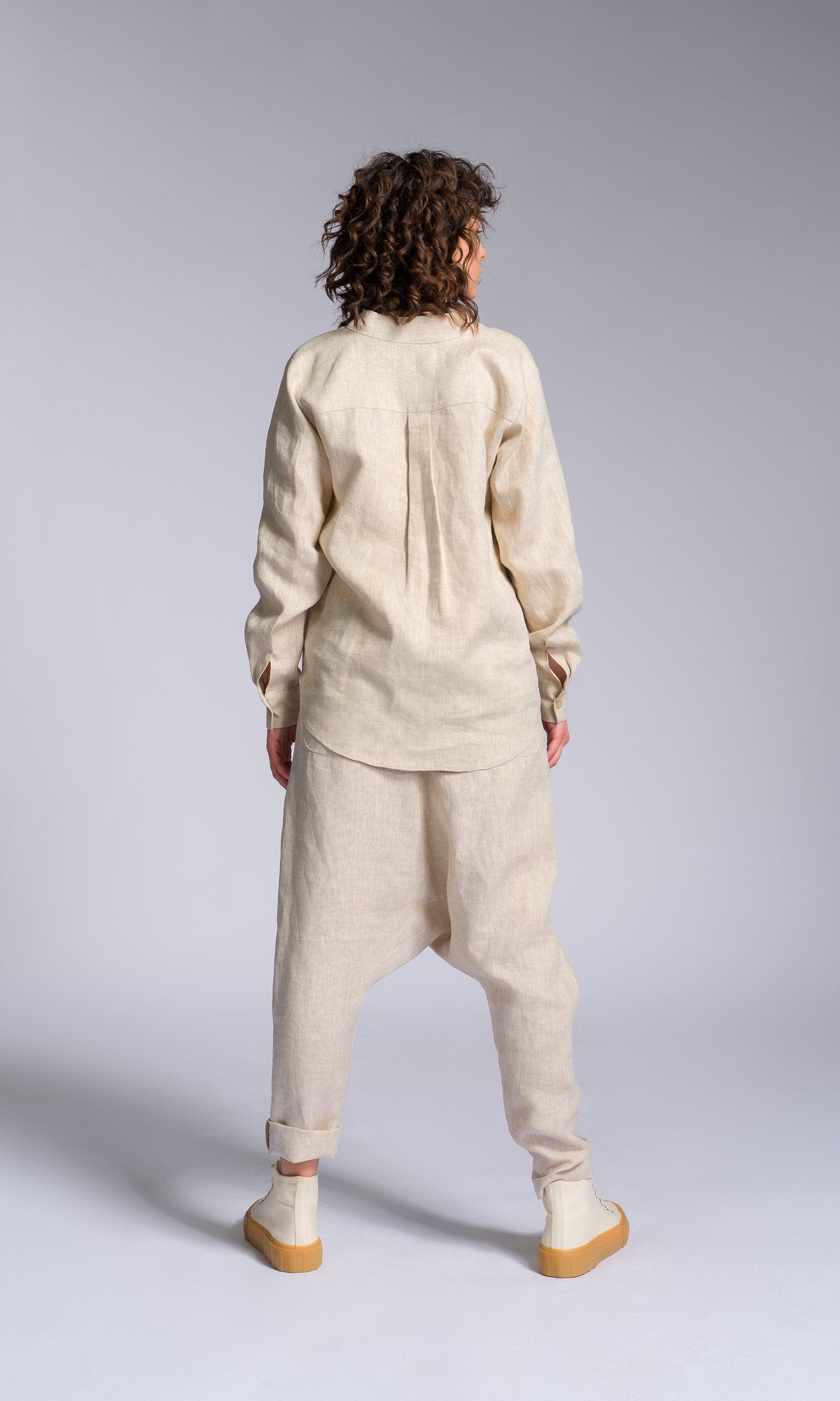 Linen Shirt with Decorative Flap Pocket