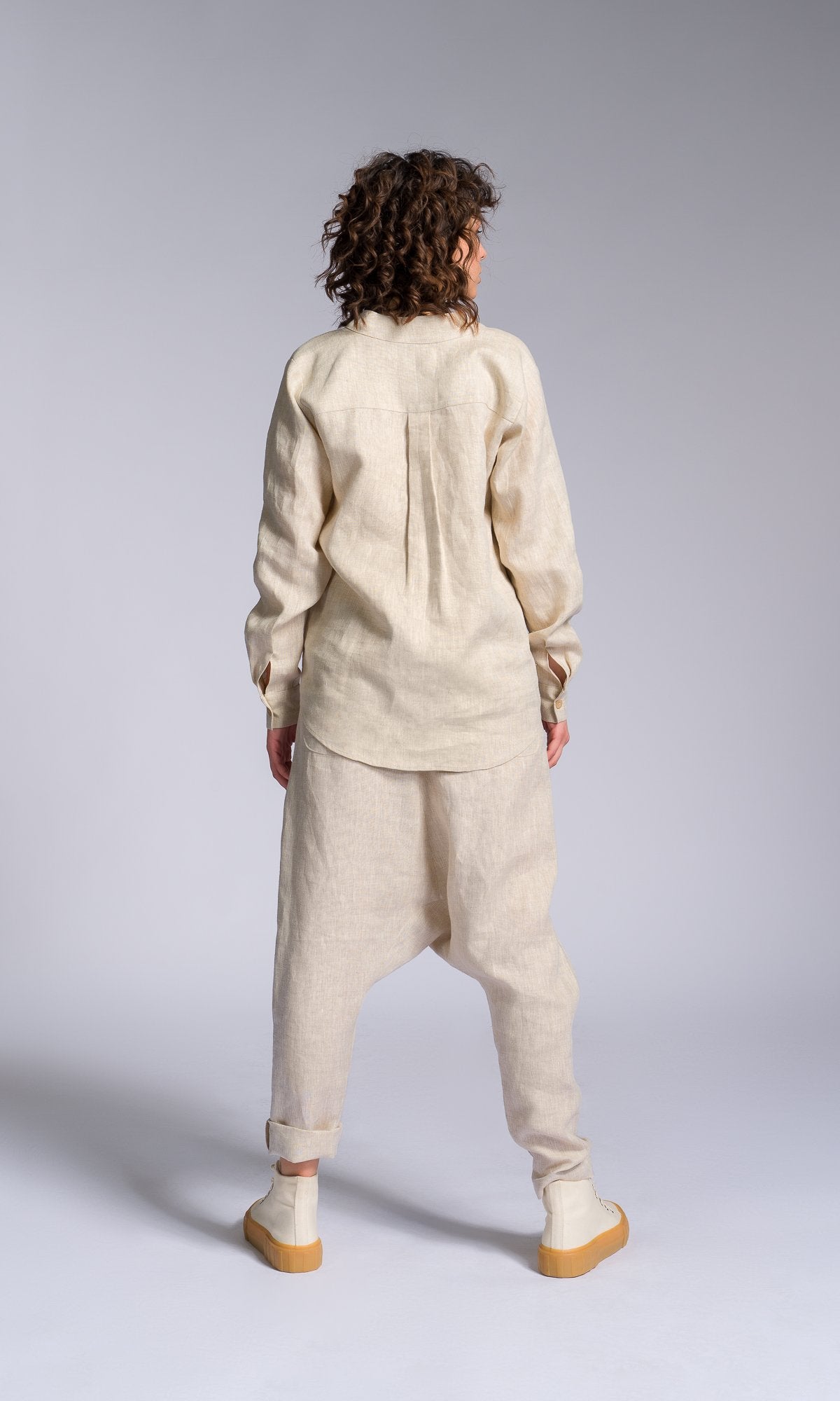 Linen Shirt with Decorative Flap Pocket - AAKASHA