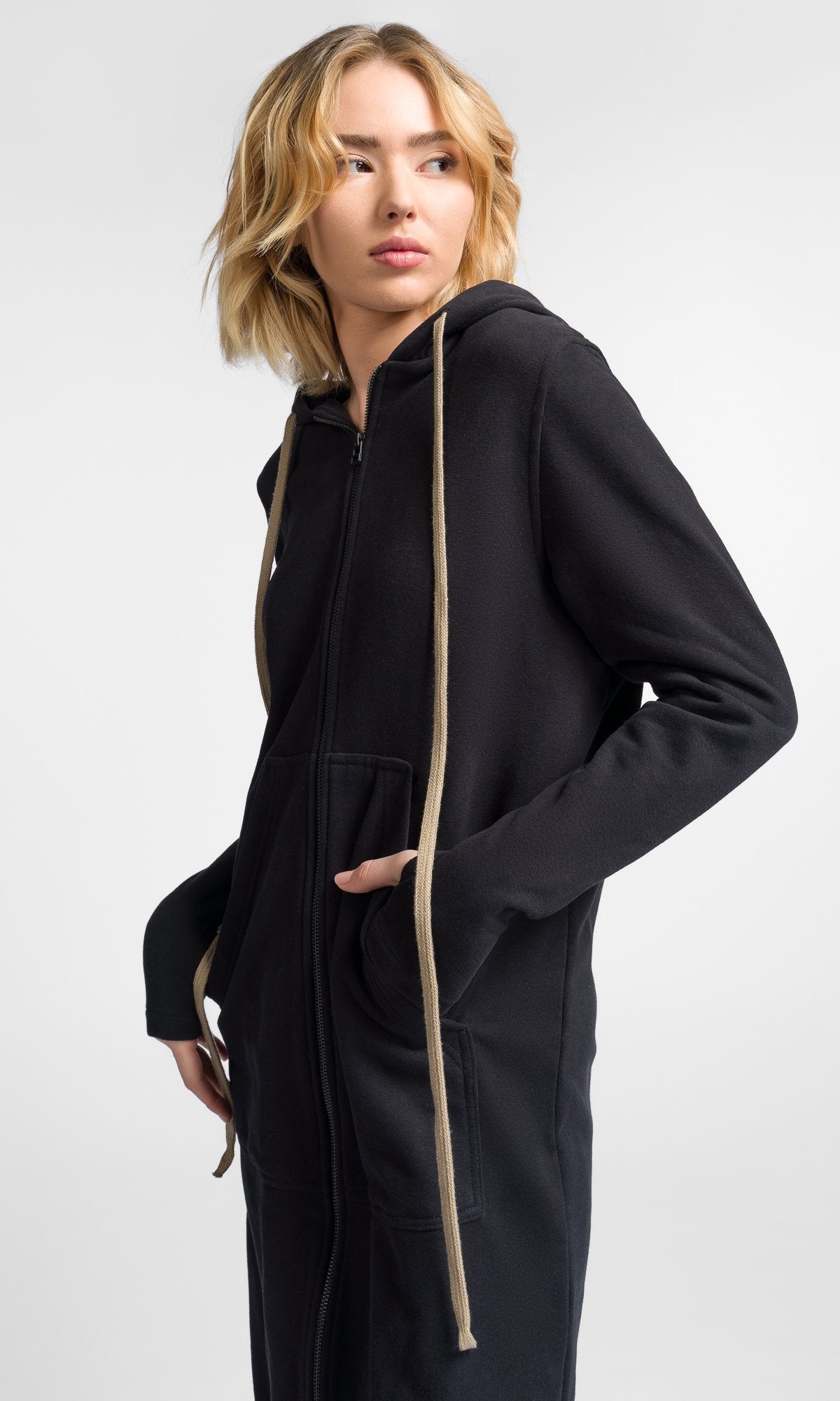 Long Hooded Zipper Sweatshirt