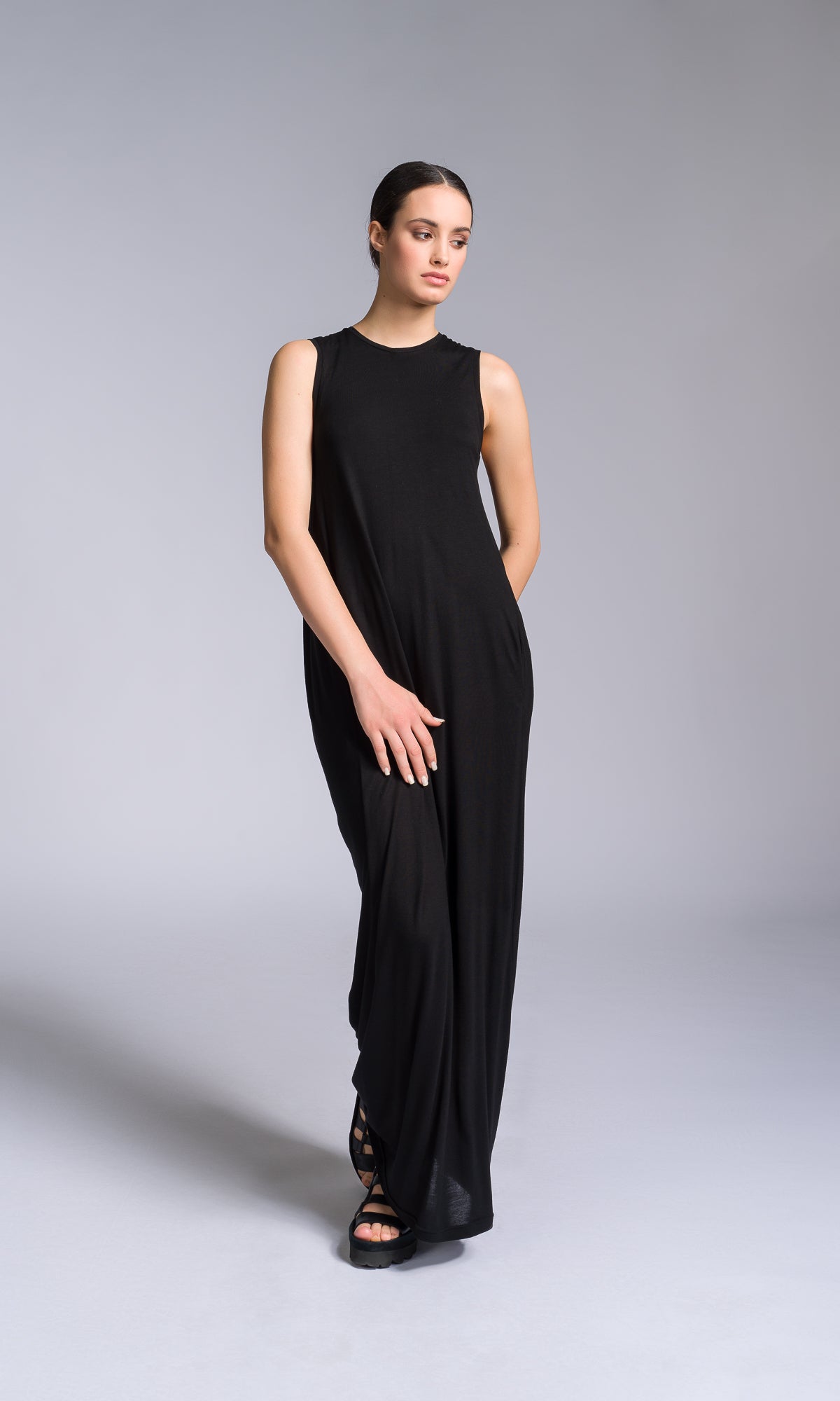 Jersey Column Dress with Folded Sides - AAKASHA