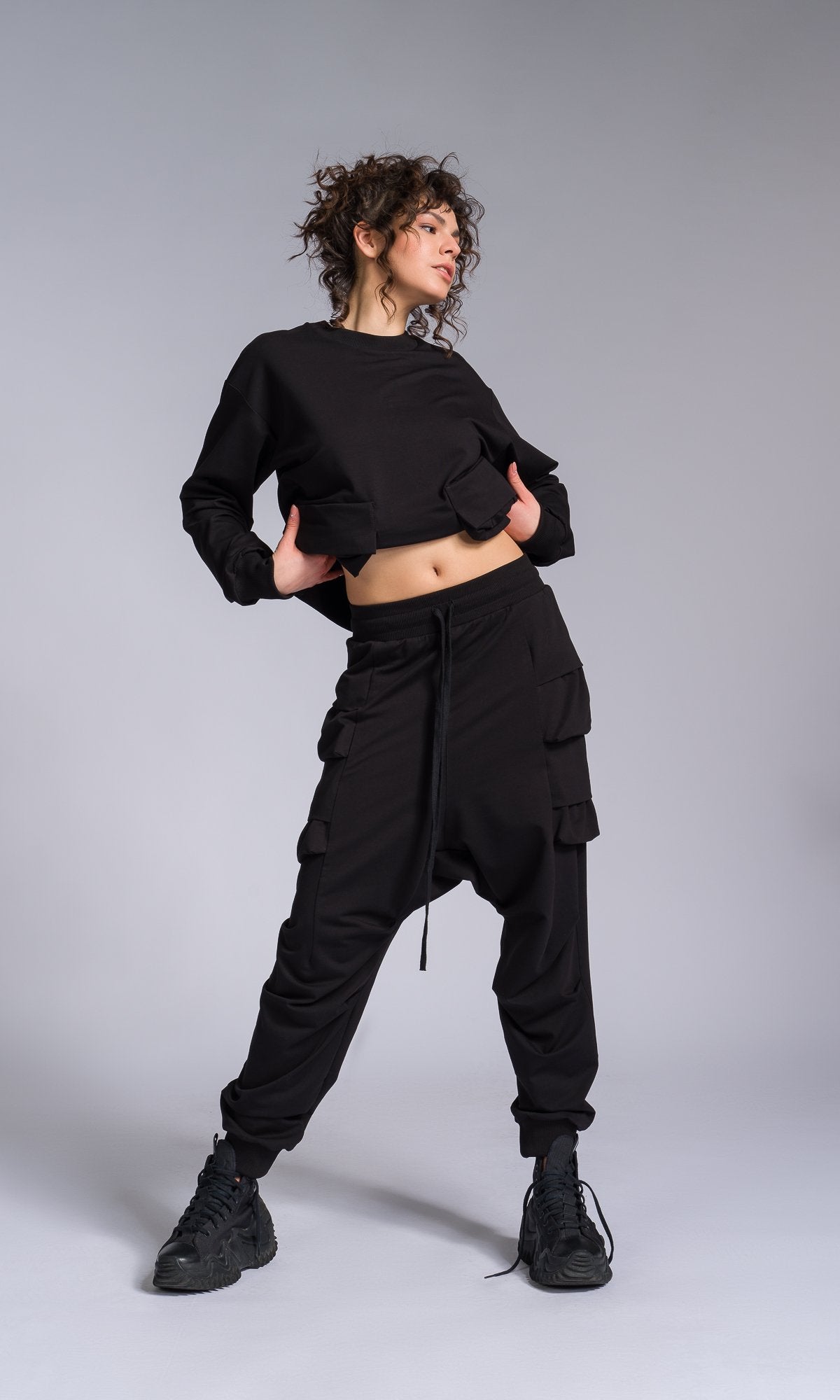 Adjustable Leg Pants with Layered Pockets - AAKASHA