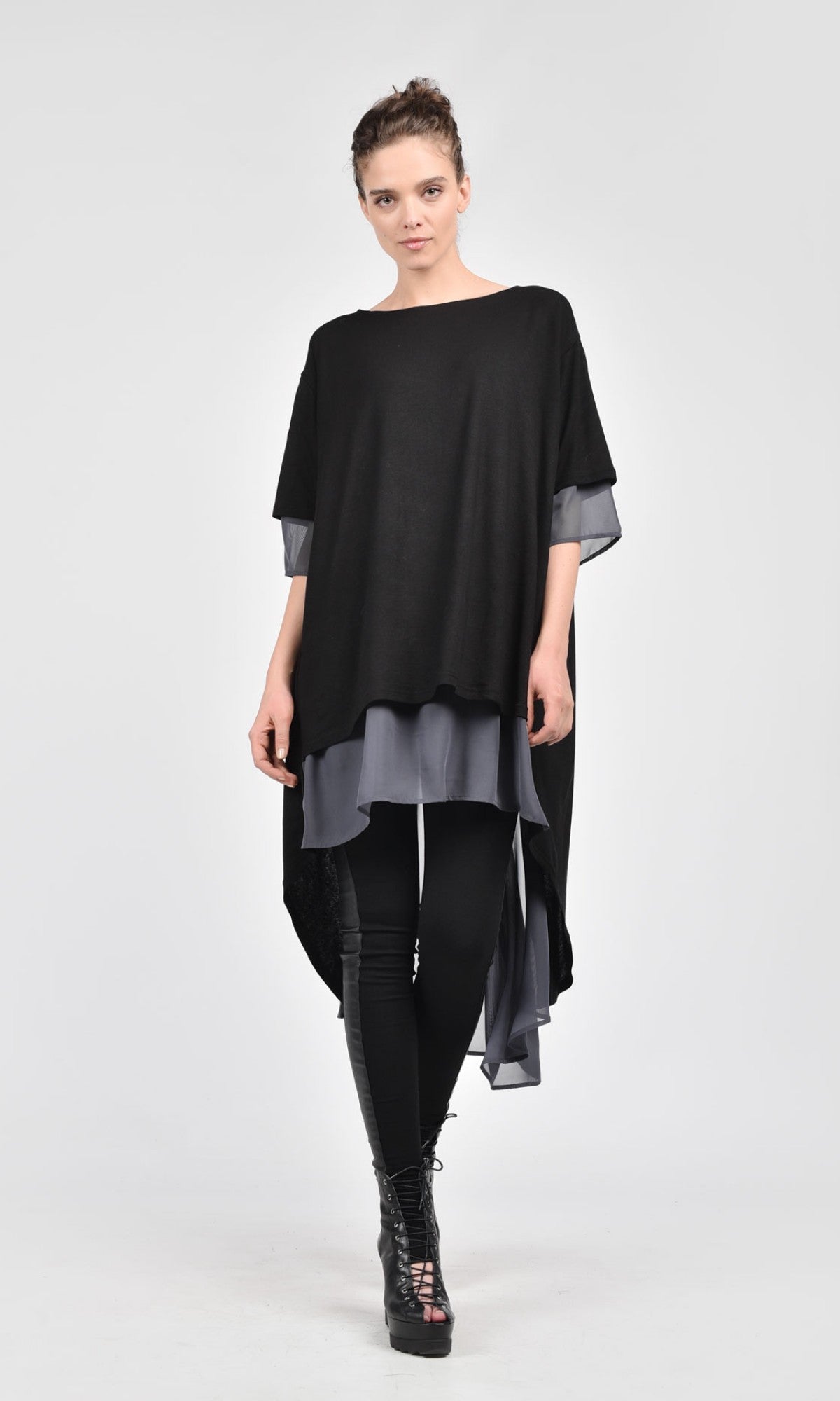 Loose Shirt with Chiffon Back - AAKASHA