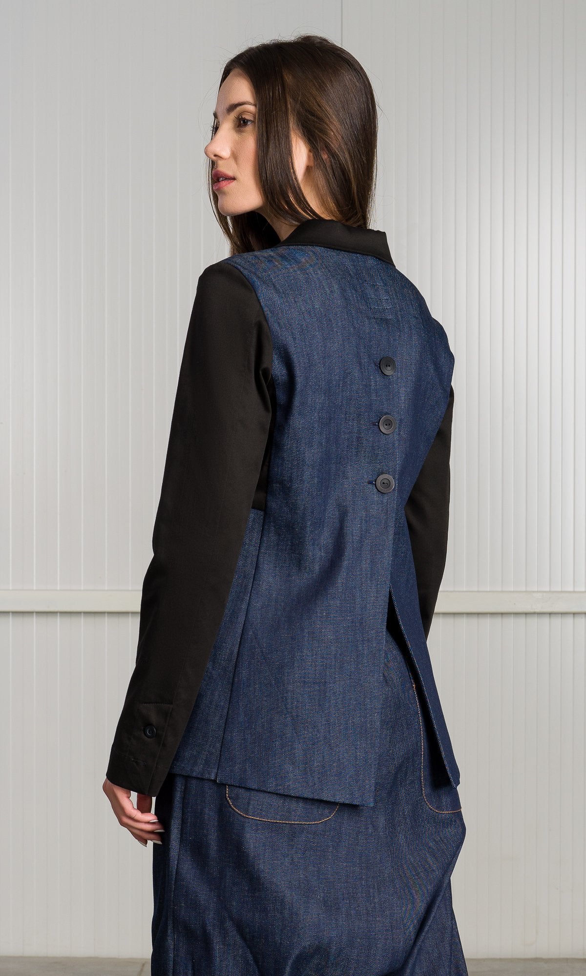 Double Breasted Blazer with Open Back - AAKASHA