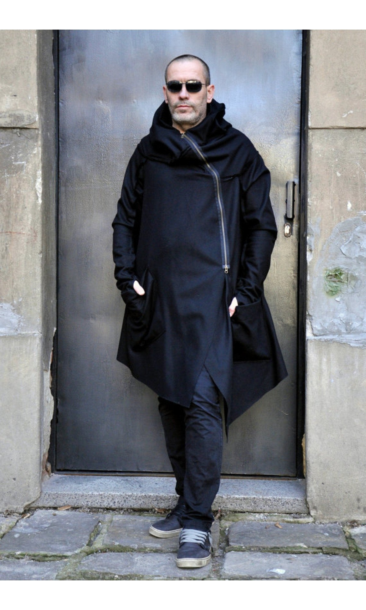 Black Hooded Cashmere Coat