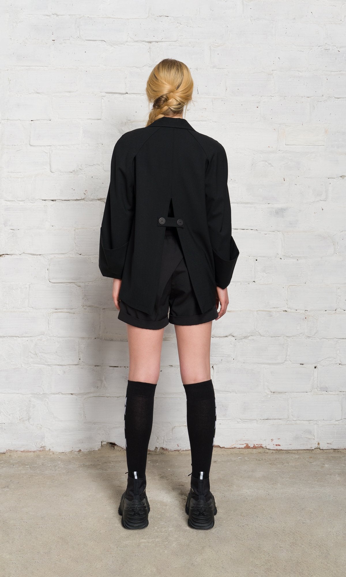 Open Back Blazer with Cut-Out Sleeves