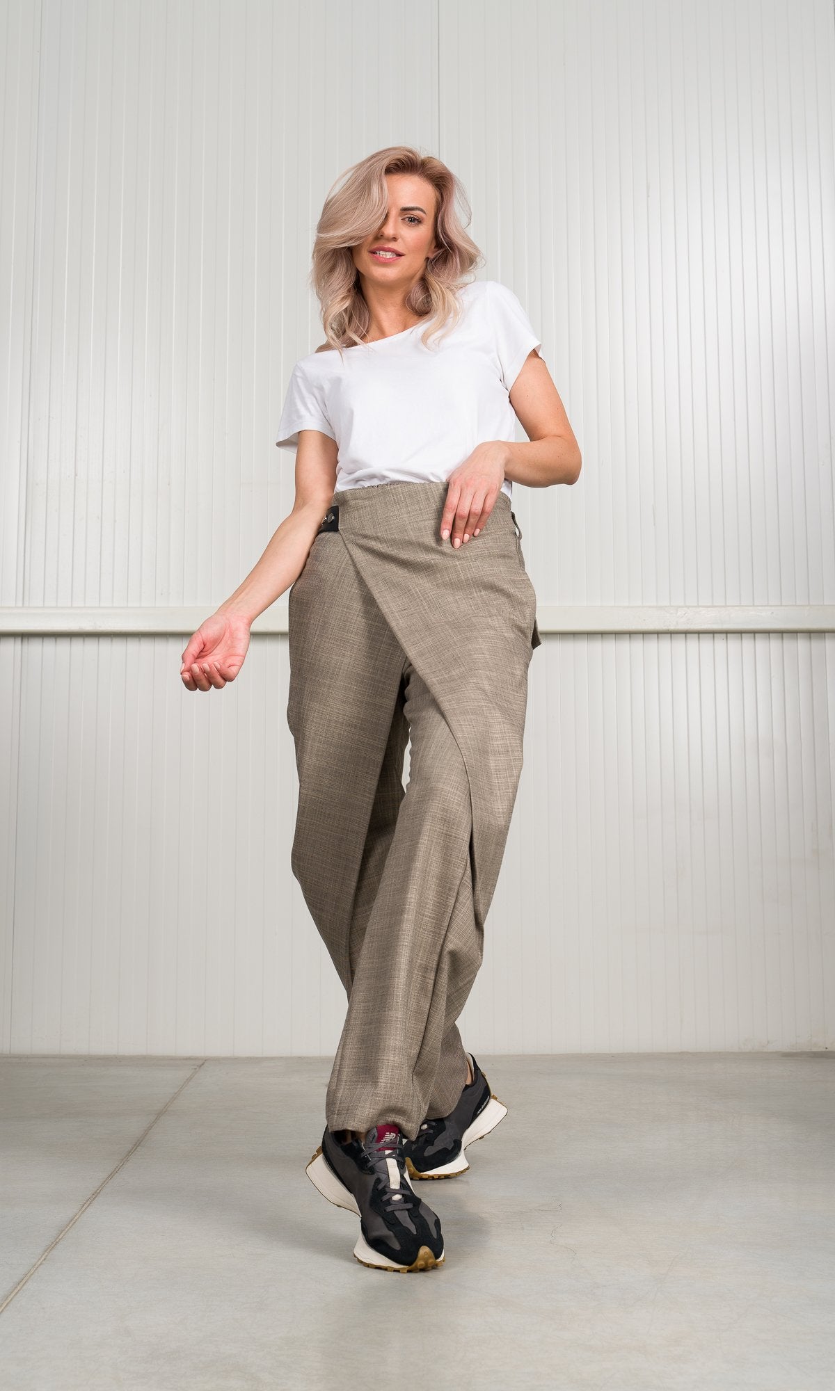 Plain Weave Pants with Overlap Front - AAKASHA