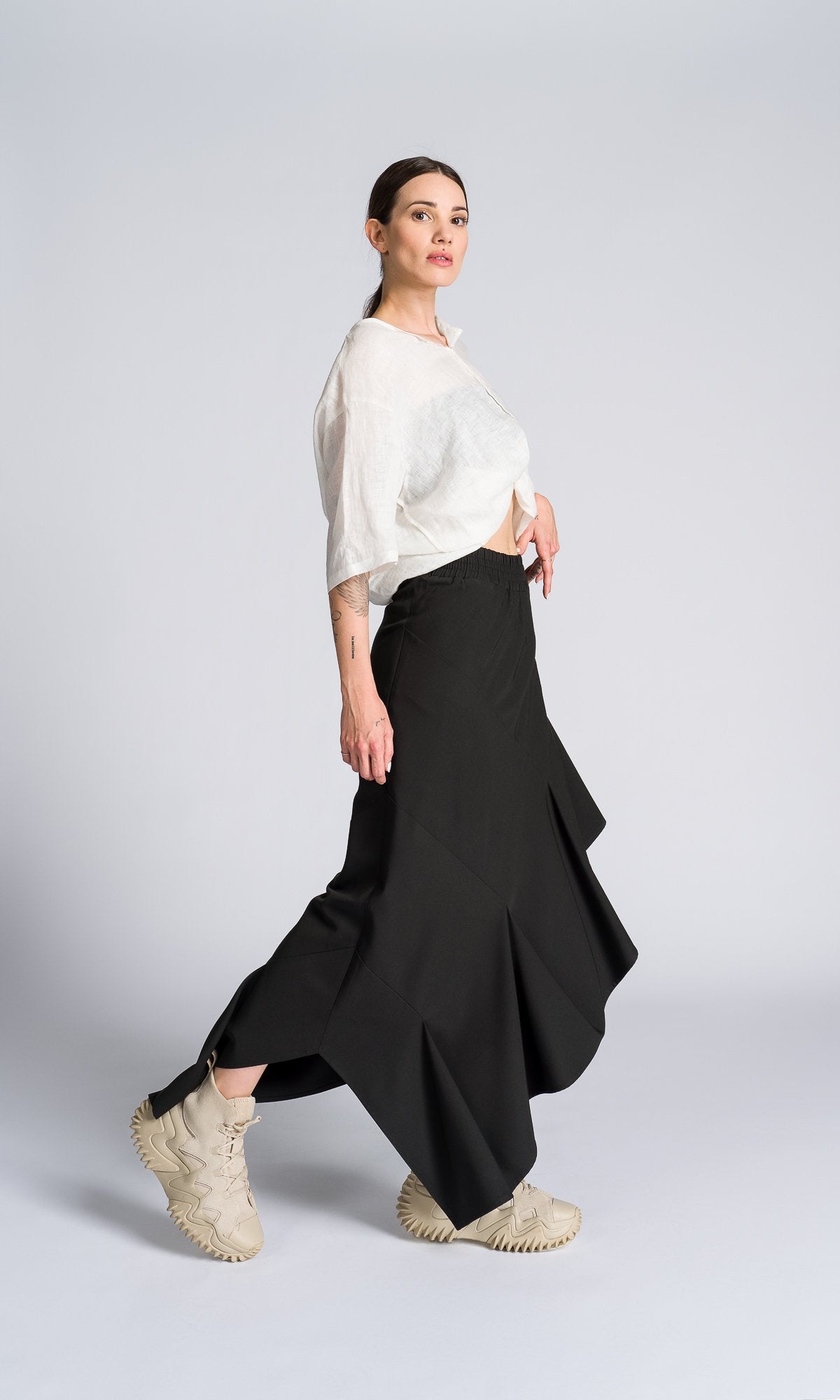 Asymmetric Ruffle Maxi Skirt - AAKASHA