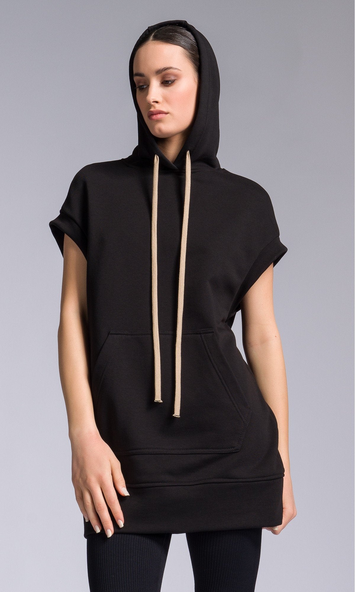 Drop Shoulder Sleeveless Hoodie - AAKASHA