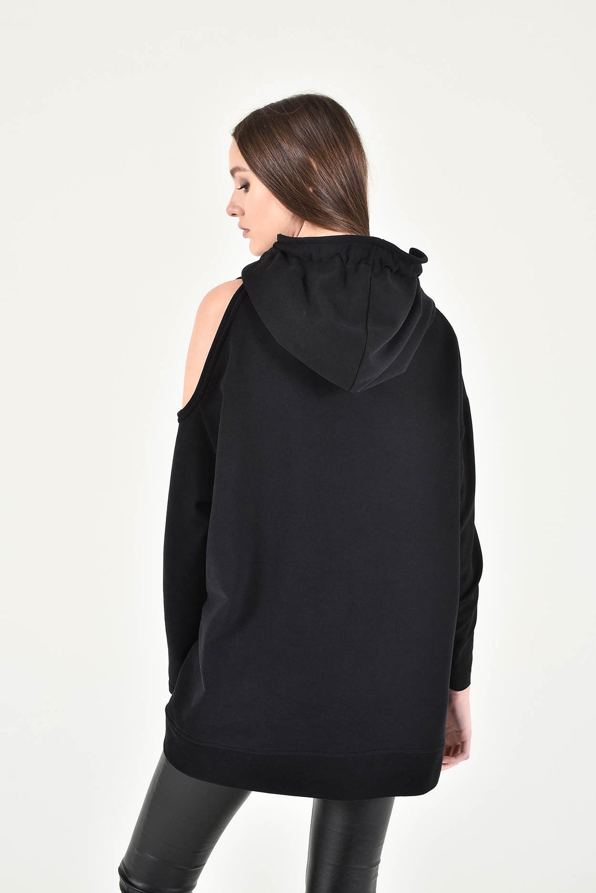 Extravagant Open Shoulder Hooded Sweatshirt