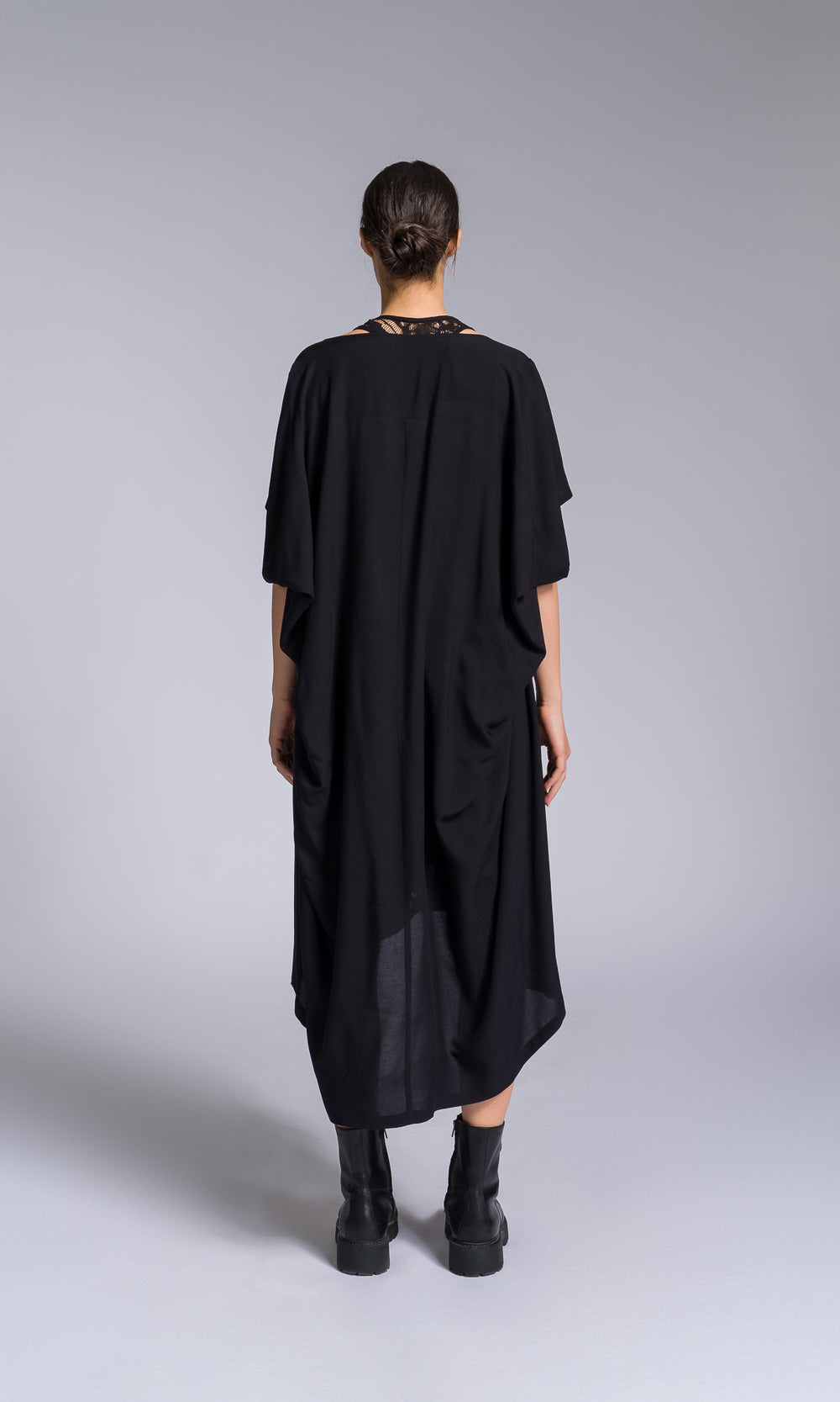 Mixed Fabric Modular Draped Dress