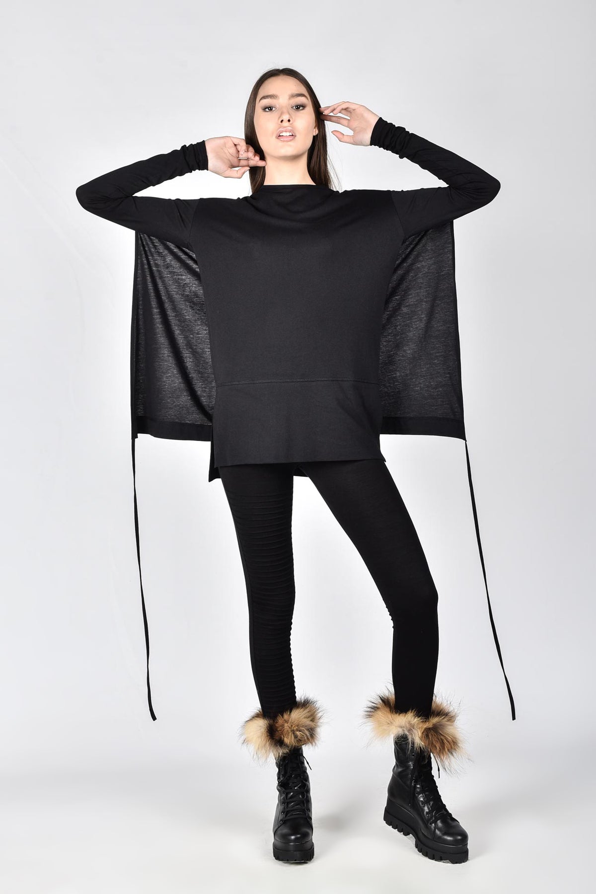 Blouse oversize en coton à manches longues, multi-positions
