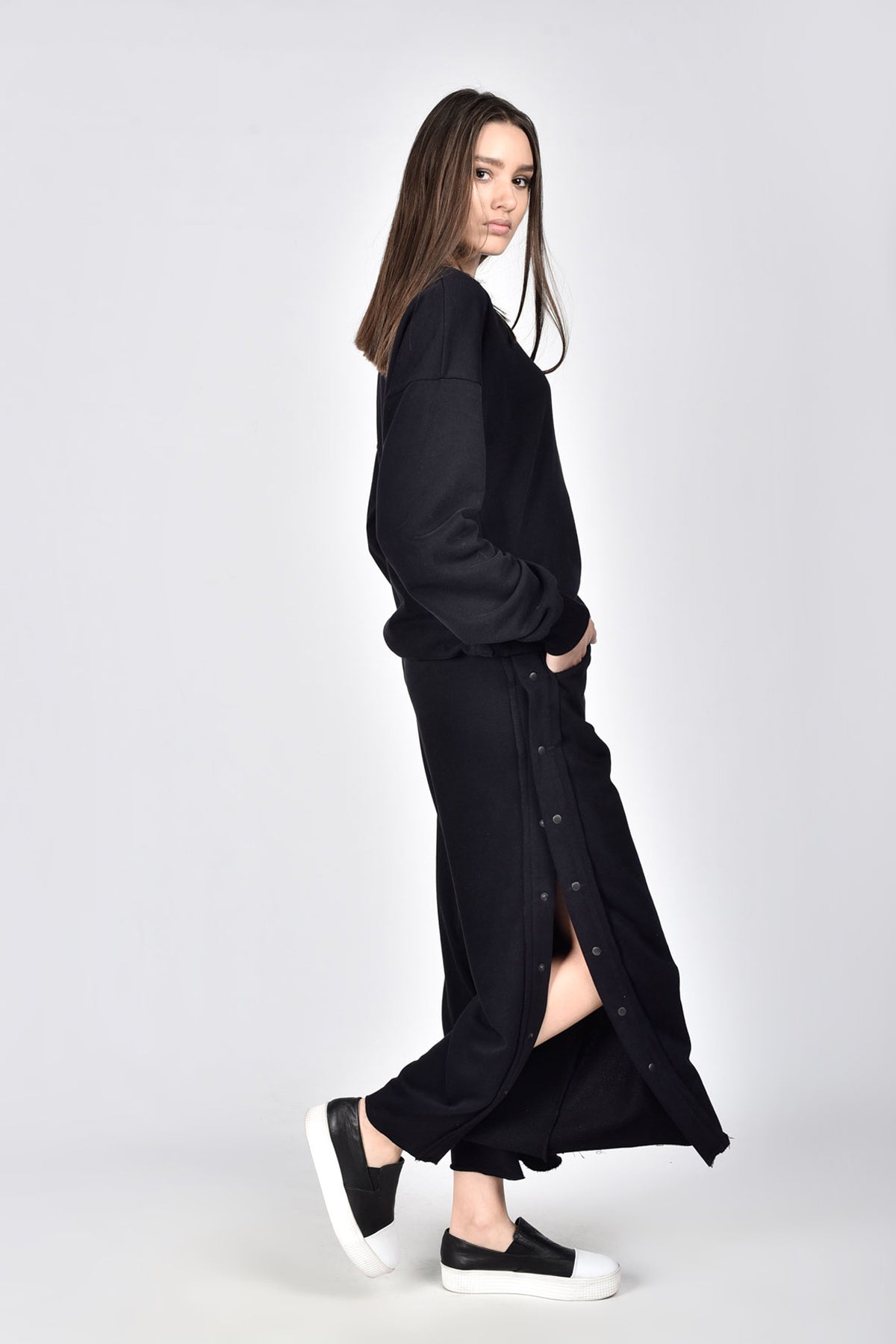 Chemisier grande taille en coton boutonné , haut ample oversize en French Terry