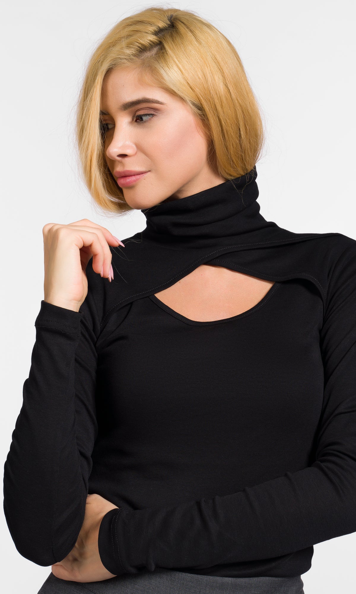 Wrap Turtleneck Cut-Out Top - AAKASHA