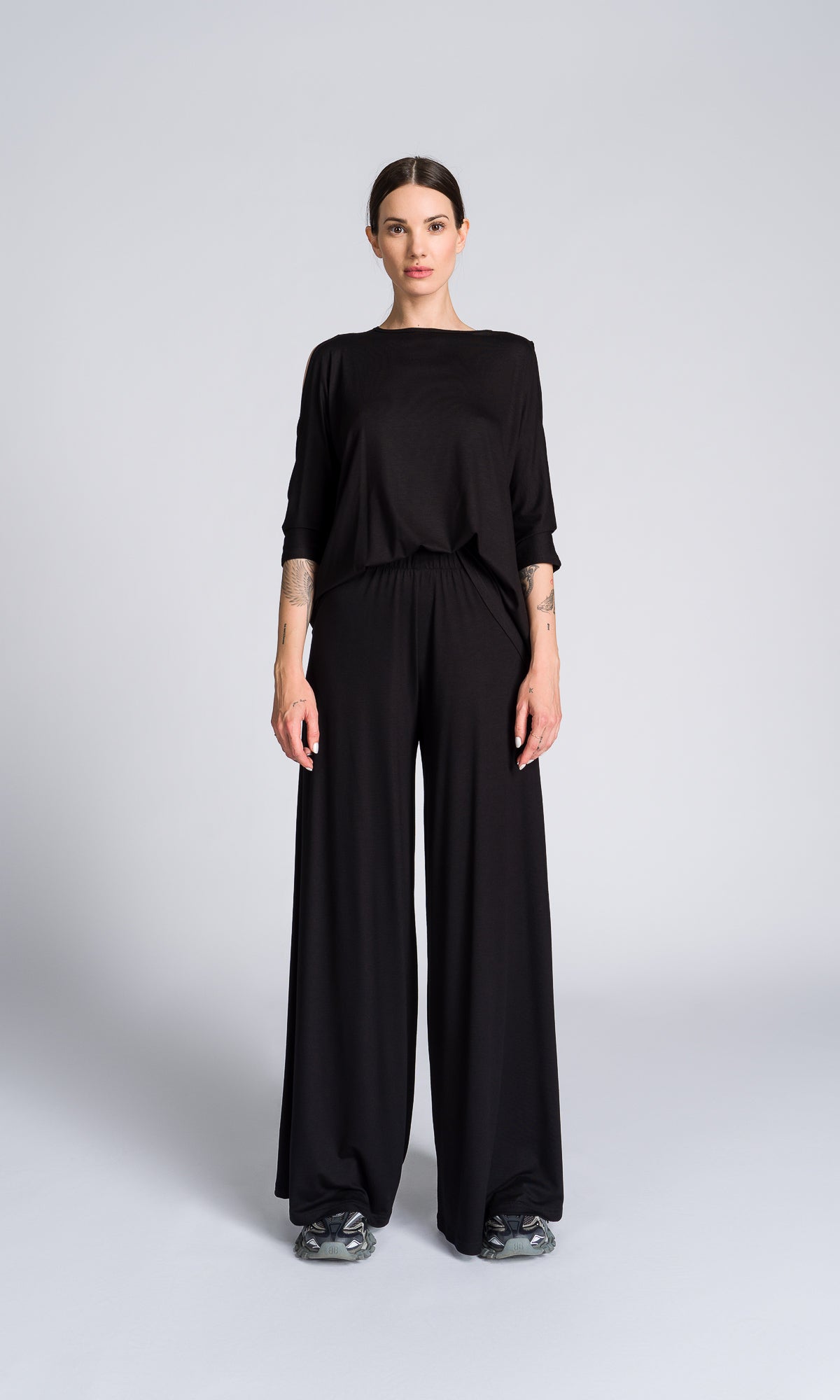 Draped Cross Back Top with Cut-out Shoulders - AAKASHA