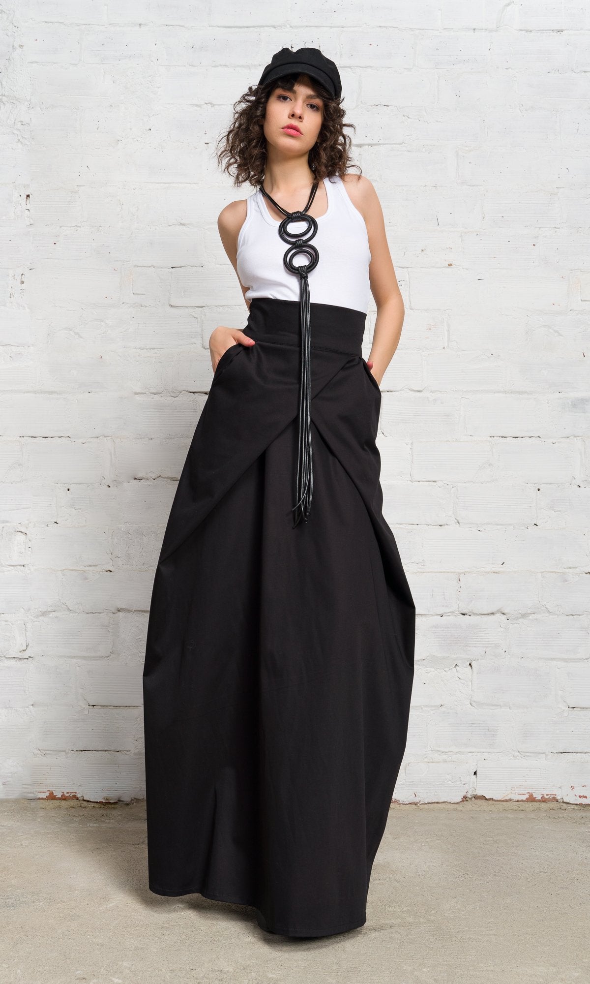 Long Skirt With Overlapping Front