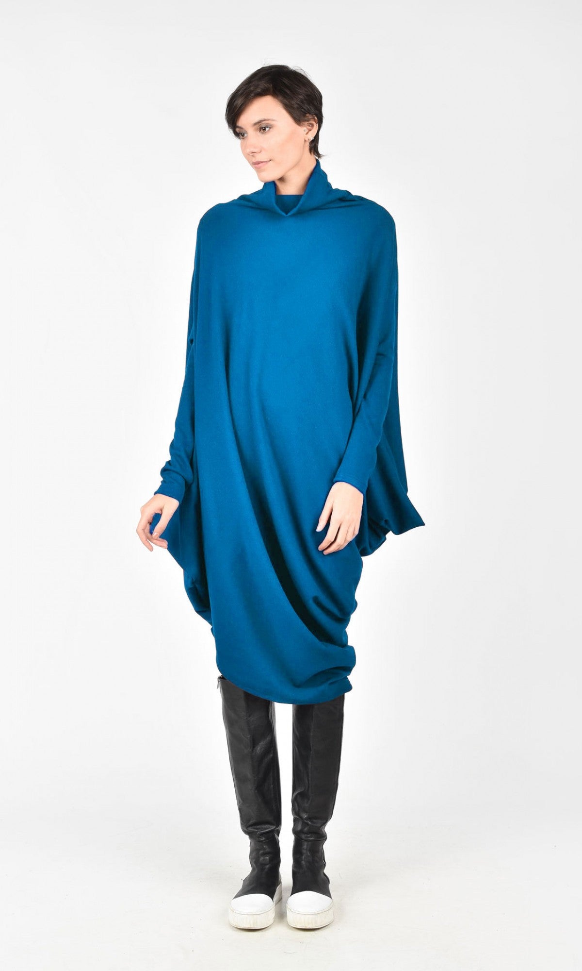 Asymmetric Knit Tunic Dress - AAKASHA