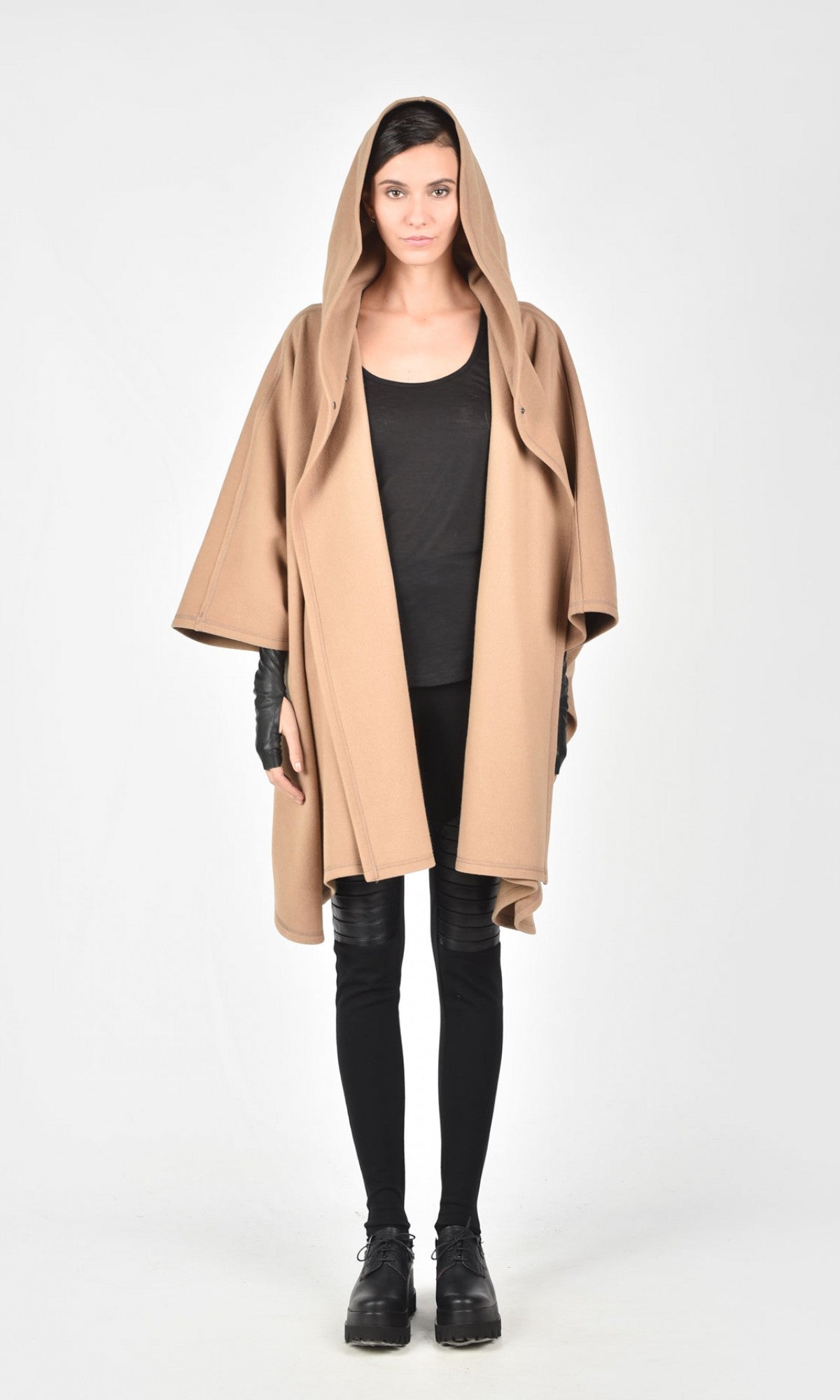 Hooded Cashmere Poncho Coat