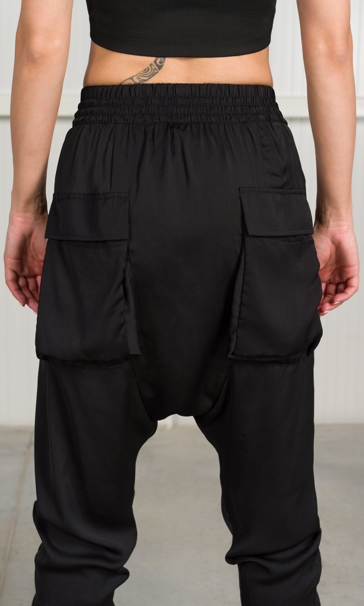 Satin Drop Crotch Cargo Pants - AAKASHA