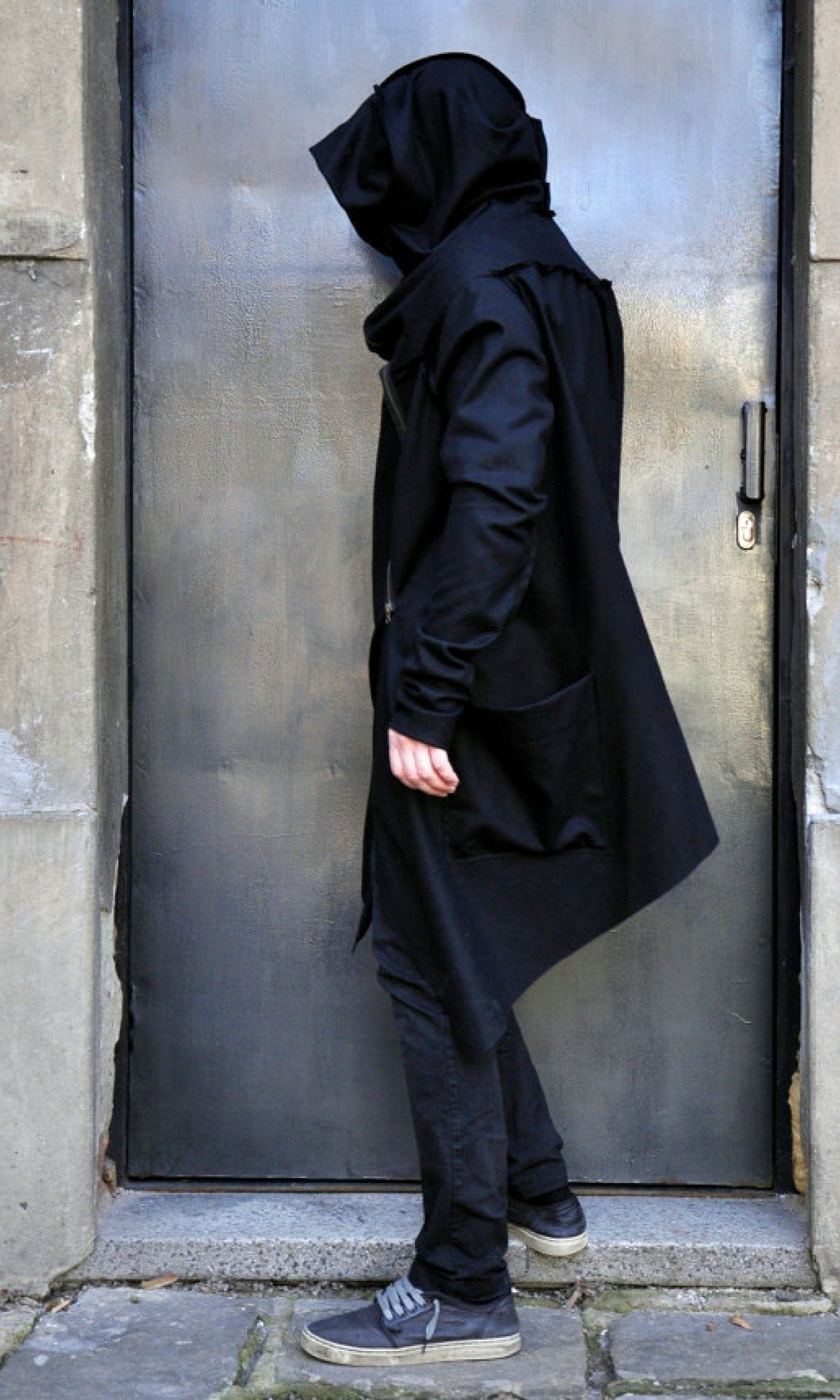 Black Hooded Cashmere Coat