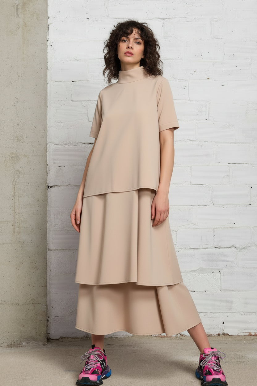 Layered Modular Midi Dress