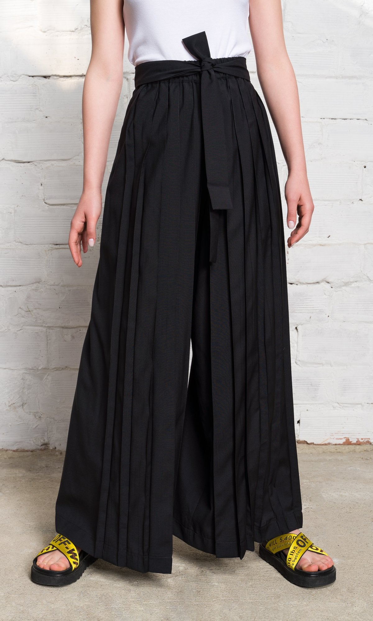 Wool Wrap Skirt Pants with Pleats - AAKASHA