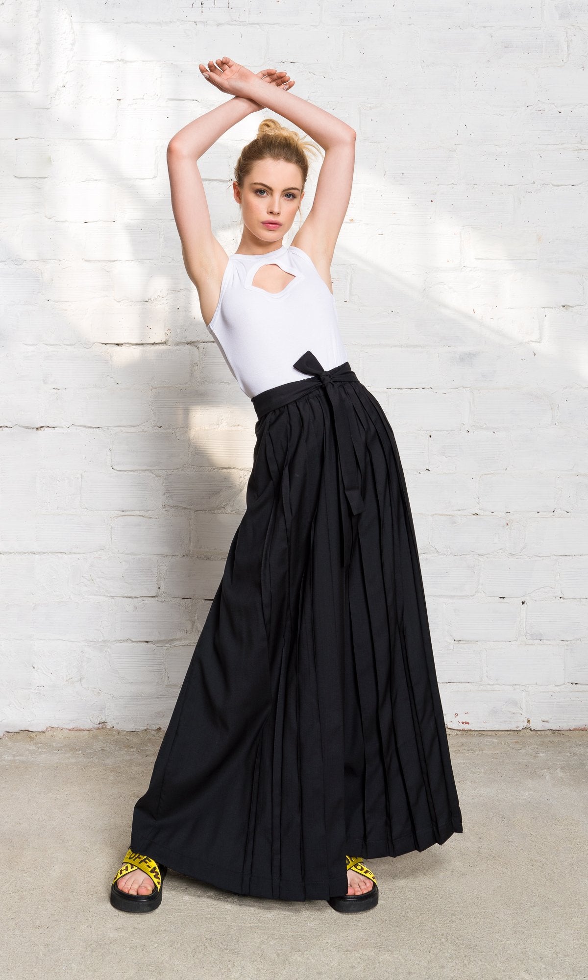 Wool Wrap Skirt Pants with Pleats