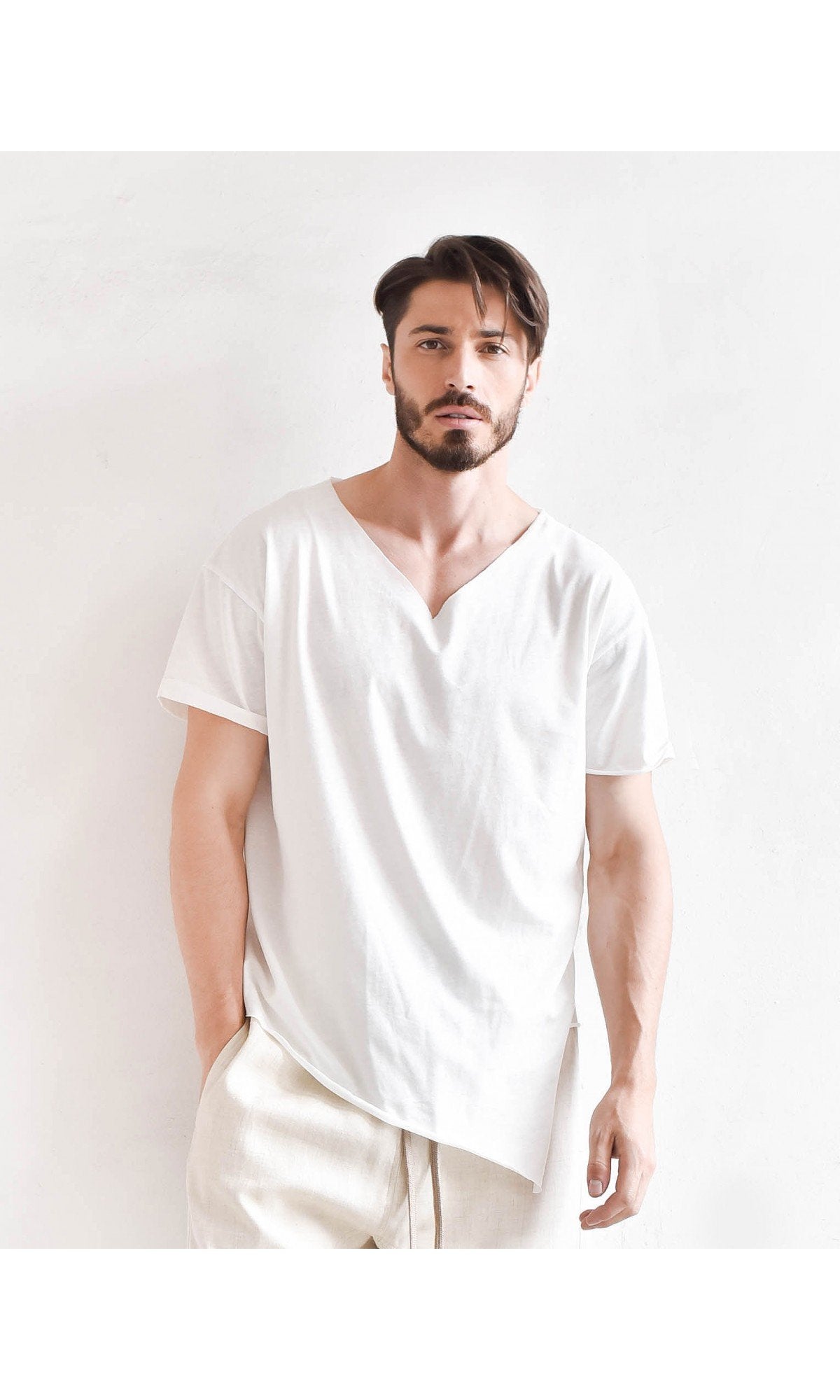 Casual Plain V-neck T-shirt