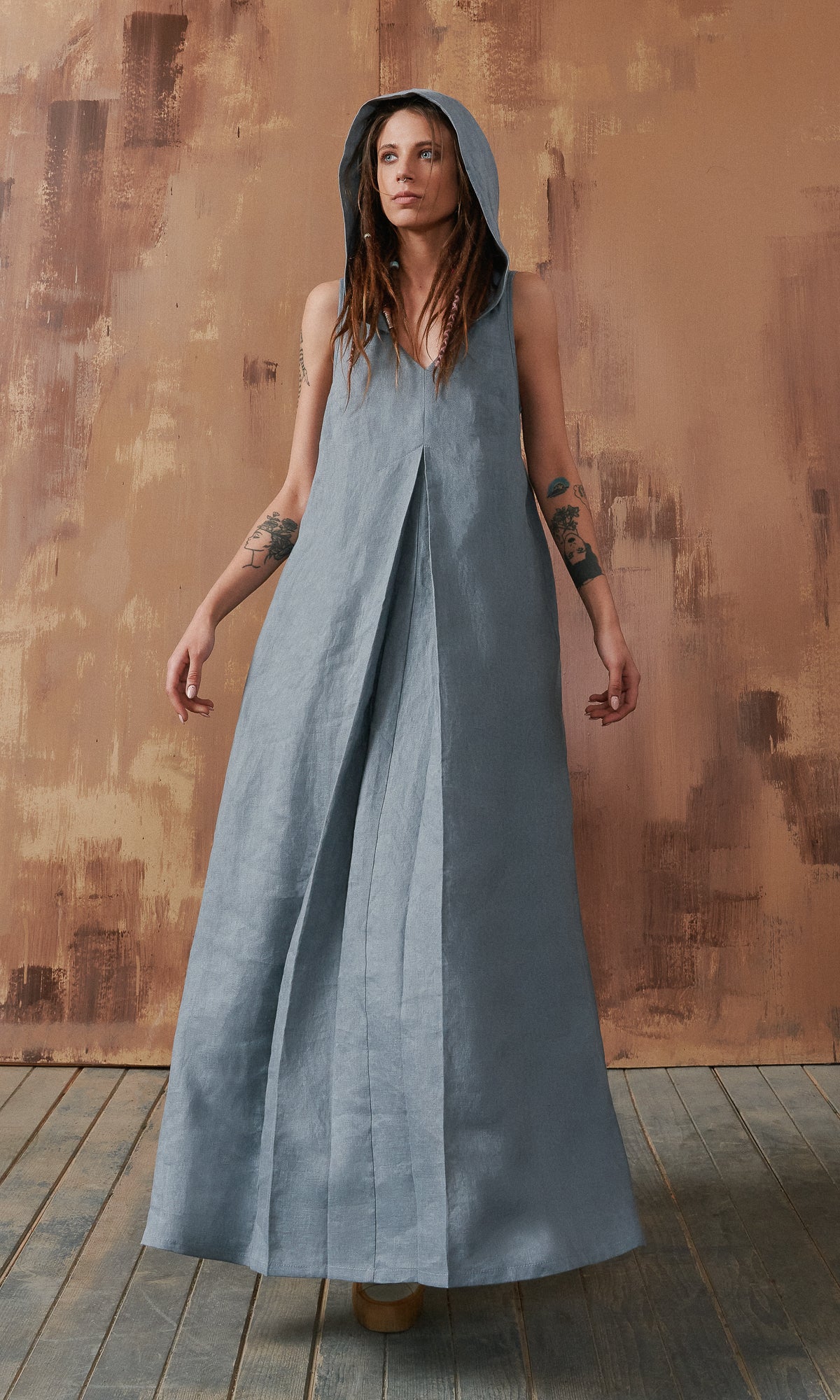 Inverted Pleat Maxi Dress - AAKASHA