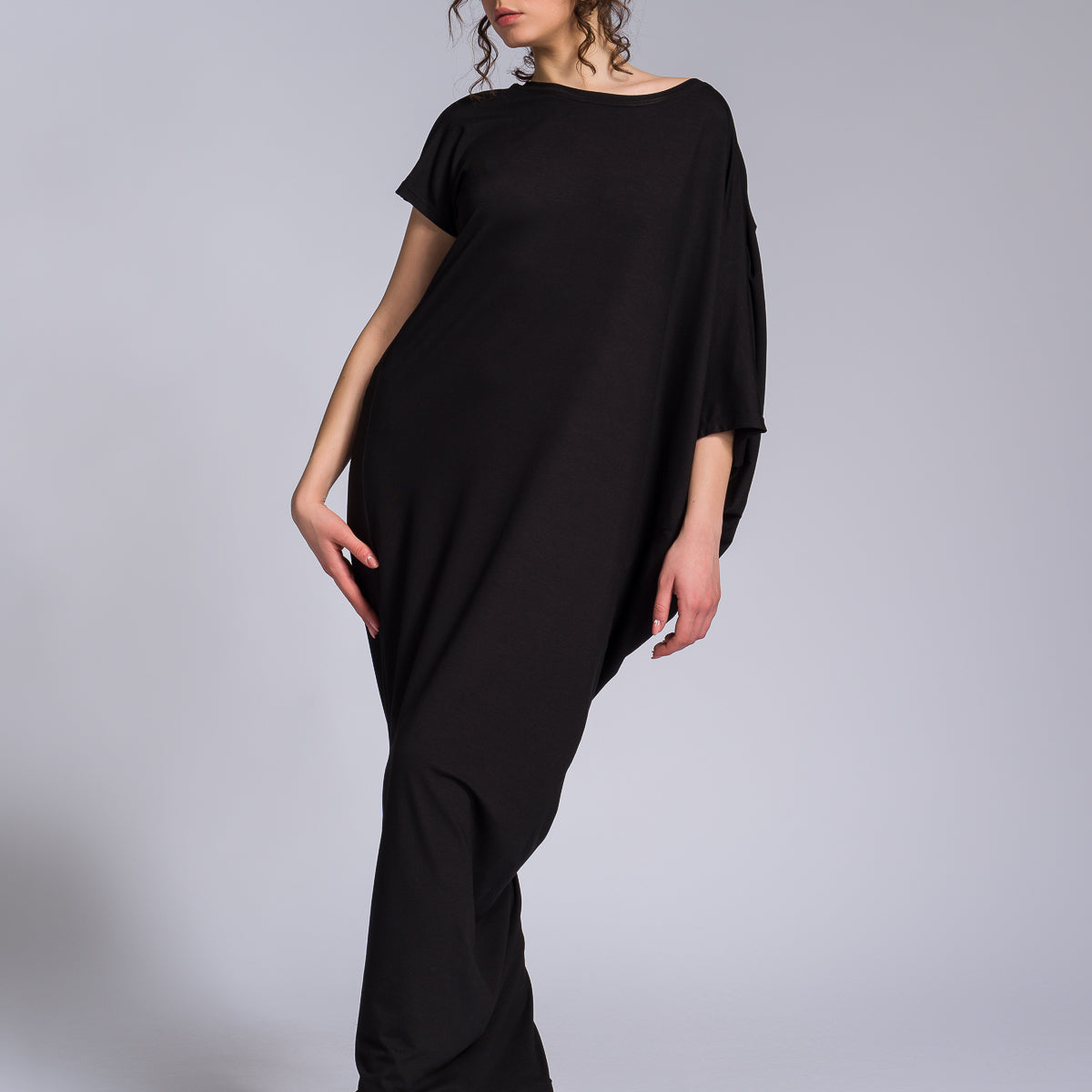 Batwing Sleeve Asymmetric Dress