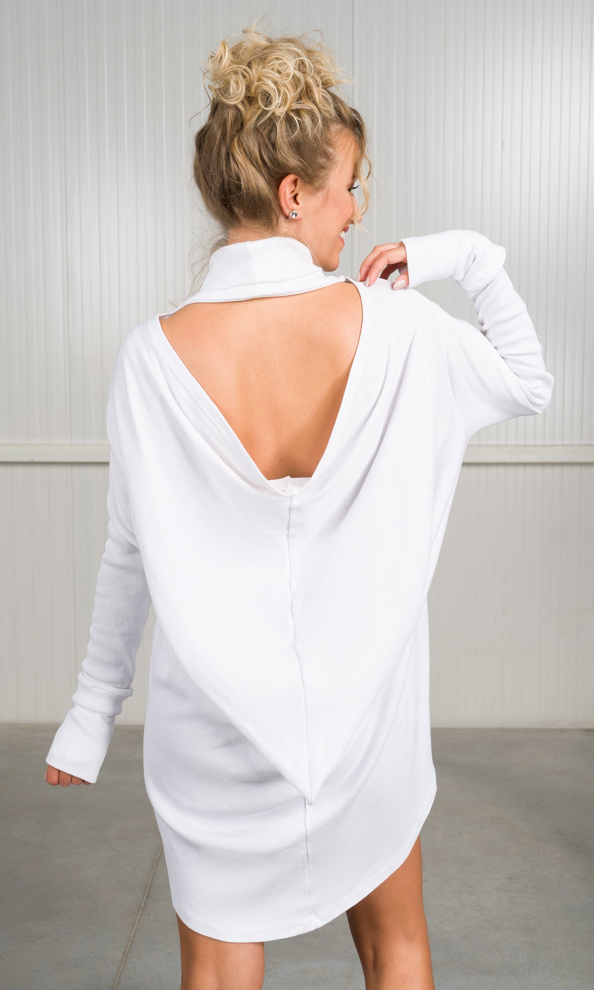 Turtle Neck Open Back Top