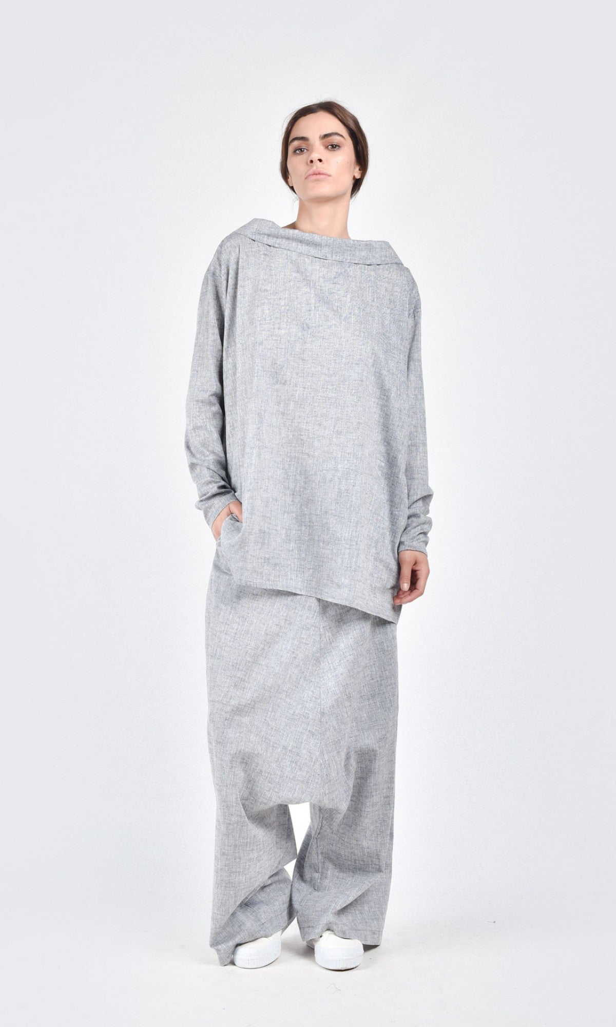 Asymmetric Multi-way Linen Shirt - AAKASHA