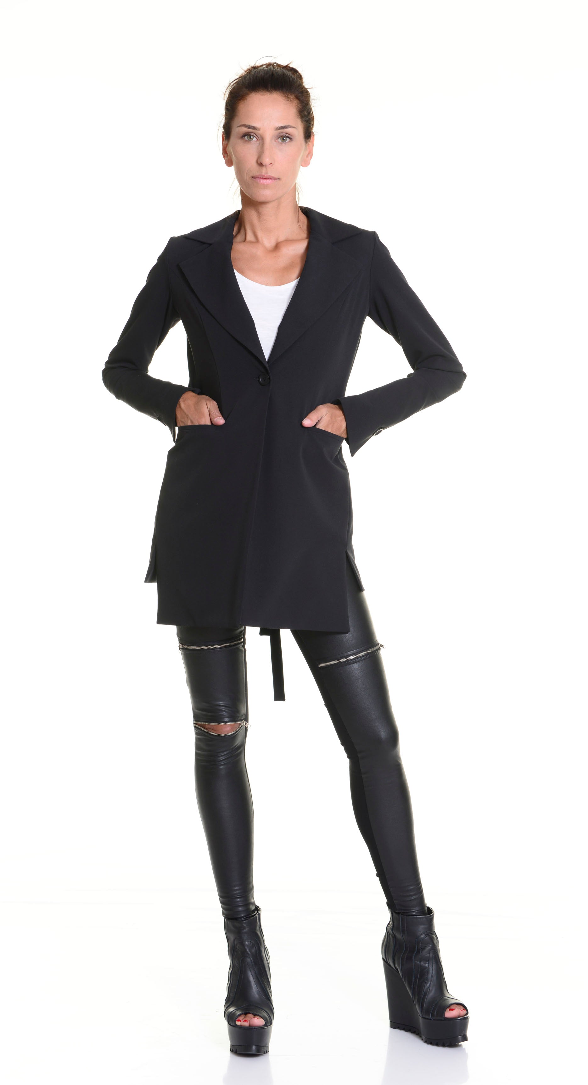 Extravagant Open Back Buttoned Blazer