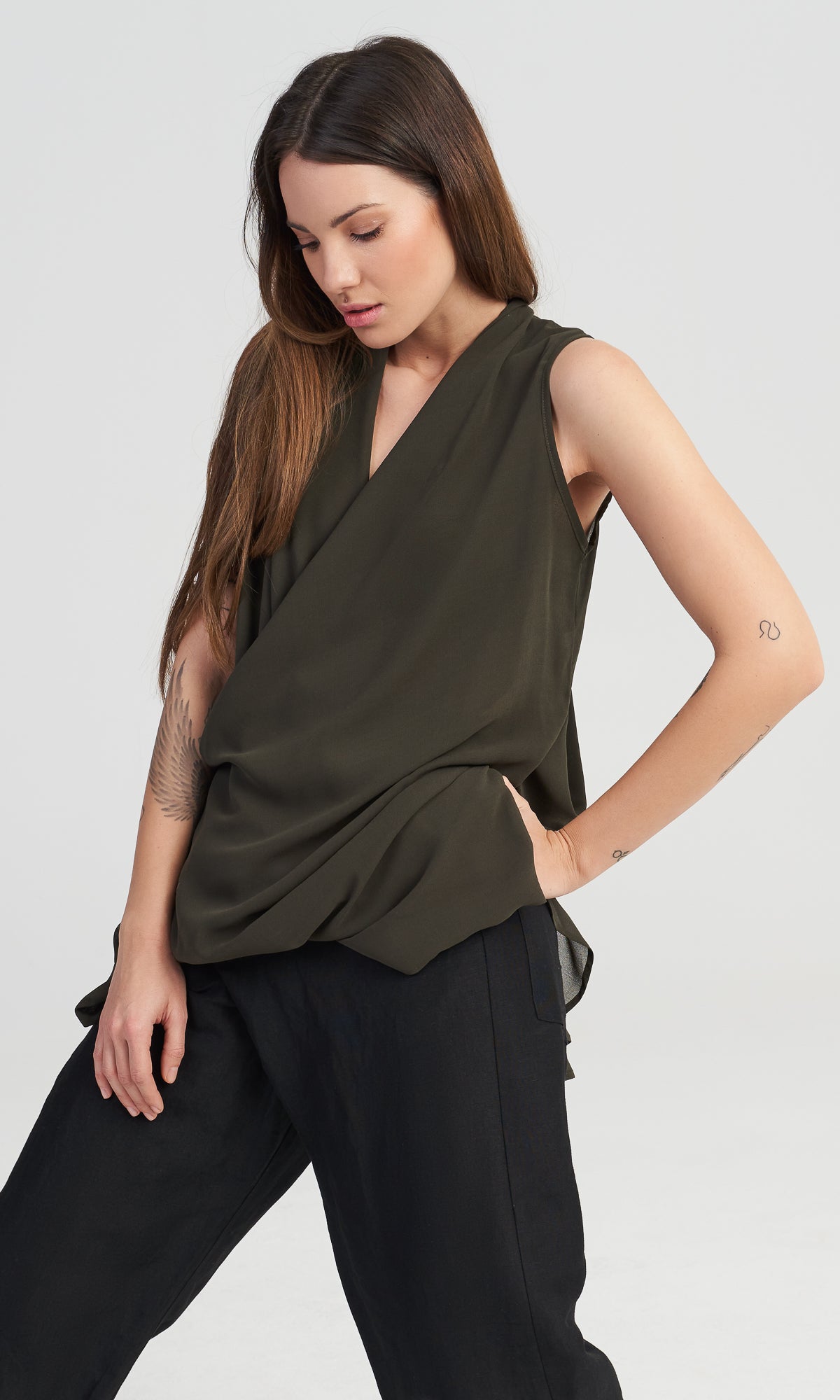 Sleeveless Top with Draped Back - AAKASHA