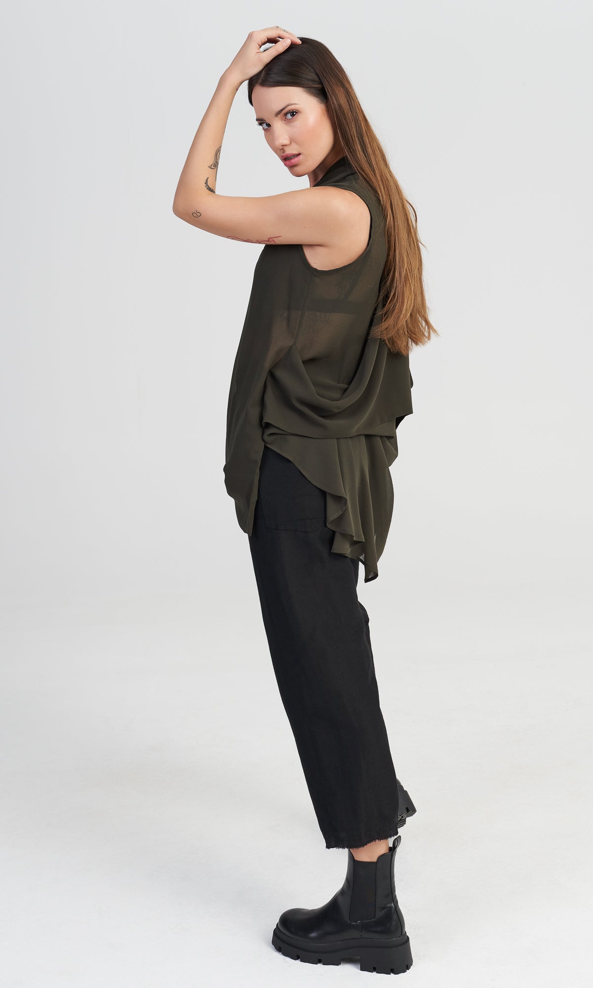 Sleeveless Top with Draped Back - AAKASHA