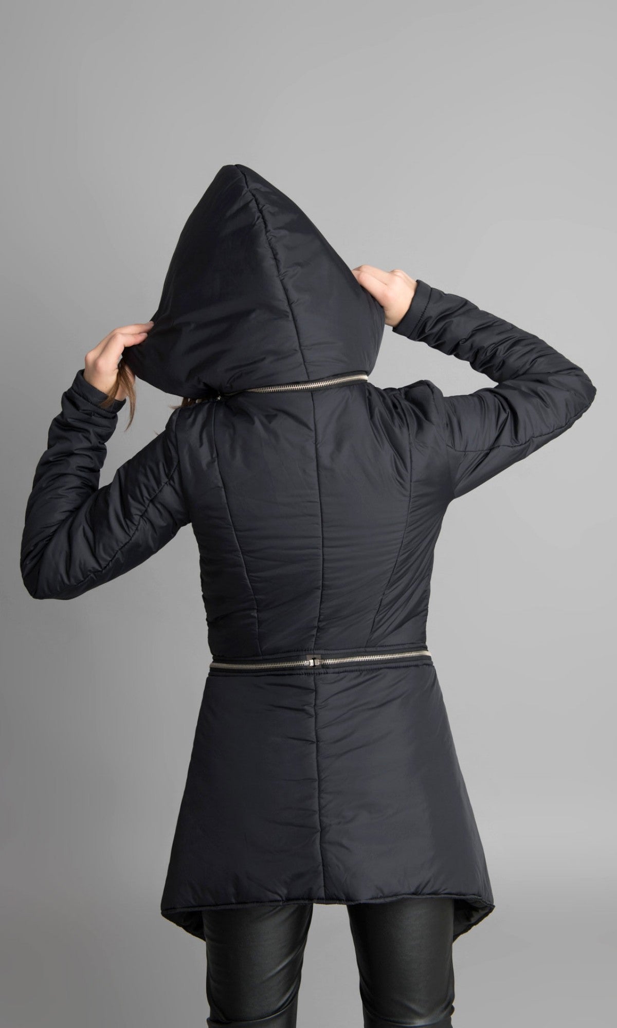 Detachable Fitted Quilted Jacket with Hood - AAKASHA