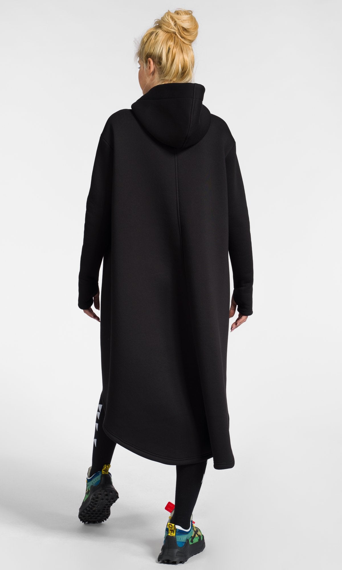 Extra Long Hoodie Dress with Zipper Pockets - AAKASHA