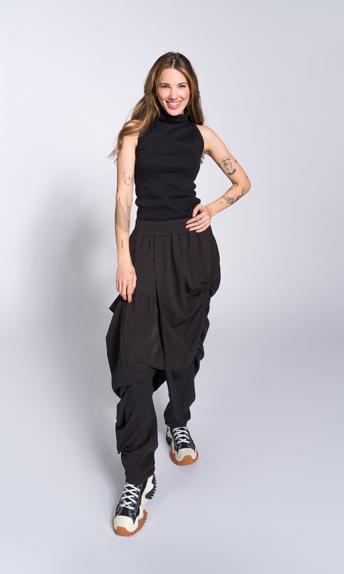 Draped Drop Crotch Pants - AAKASHA